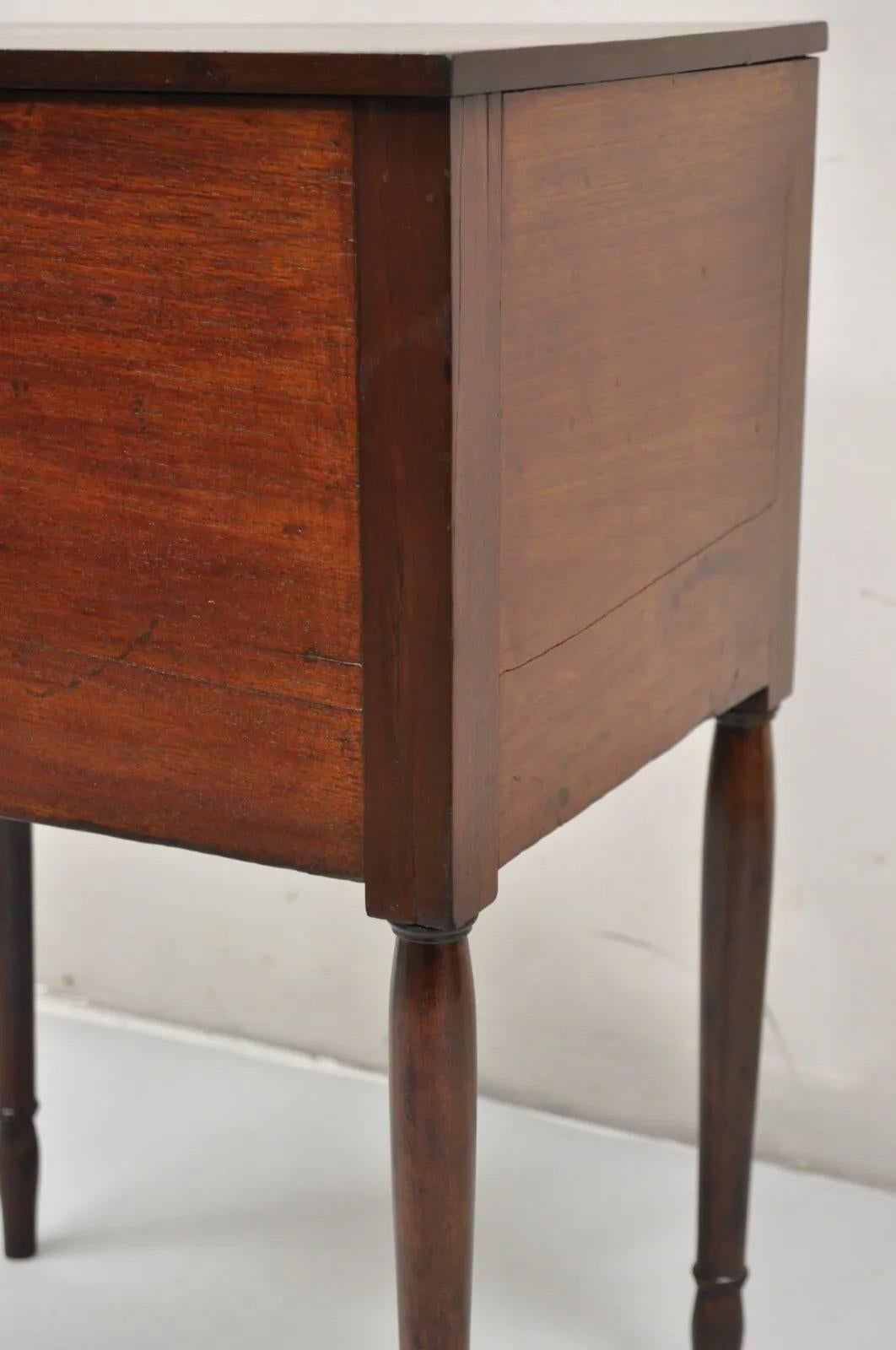 Antique Federal Sheraton Mahogany 2 Drawer Work Stand Side Table Nightstand For Sale 5