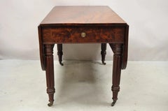 Antique Federal Sheraton Mahogany Drop Leaf Breakfast Dining Table w/ Drawer