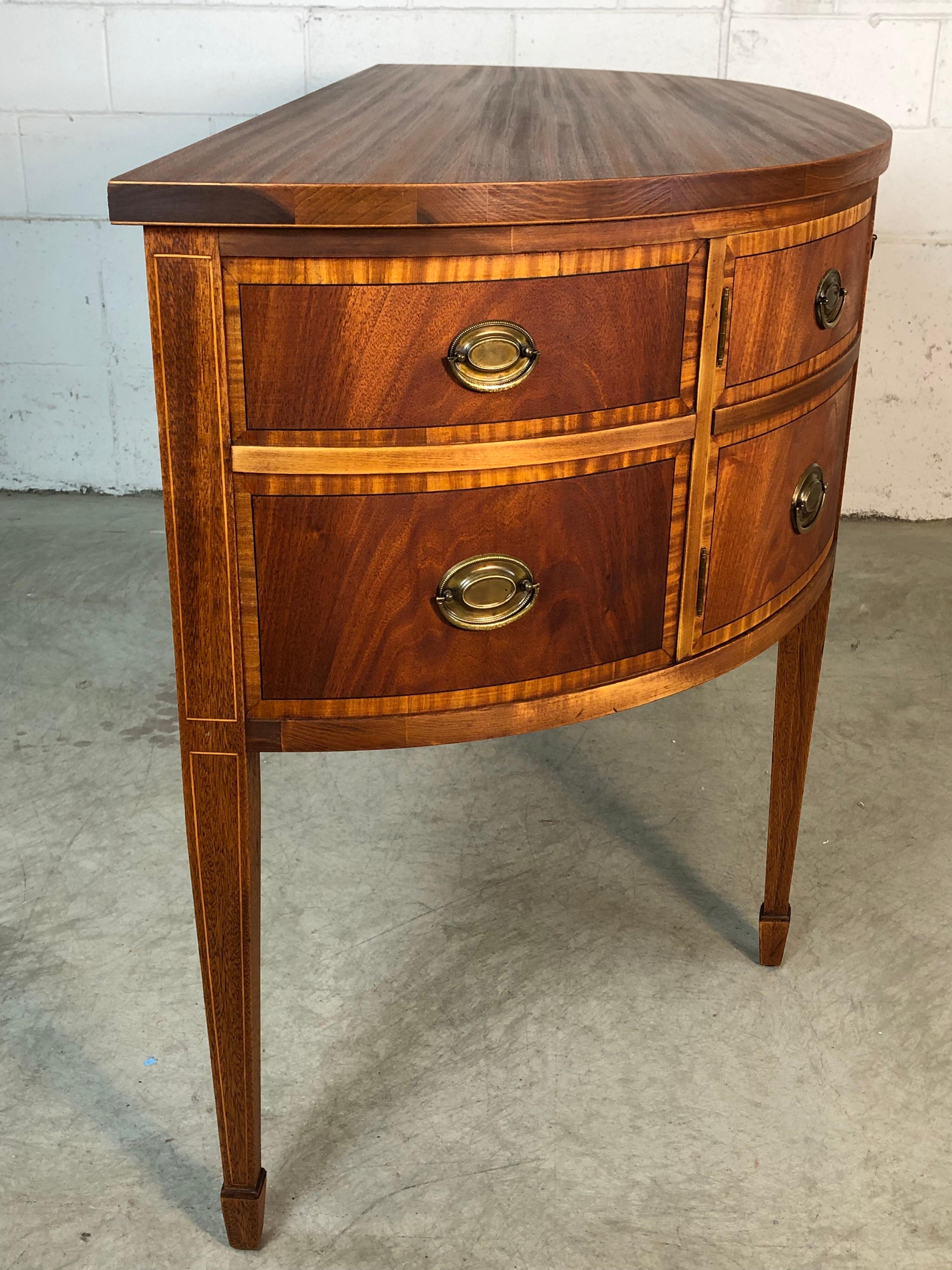 Antique Federal Style 20th Century Demilune Inlaid Mahogany Sideboard For Sale 8