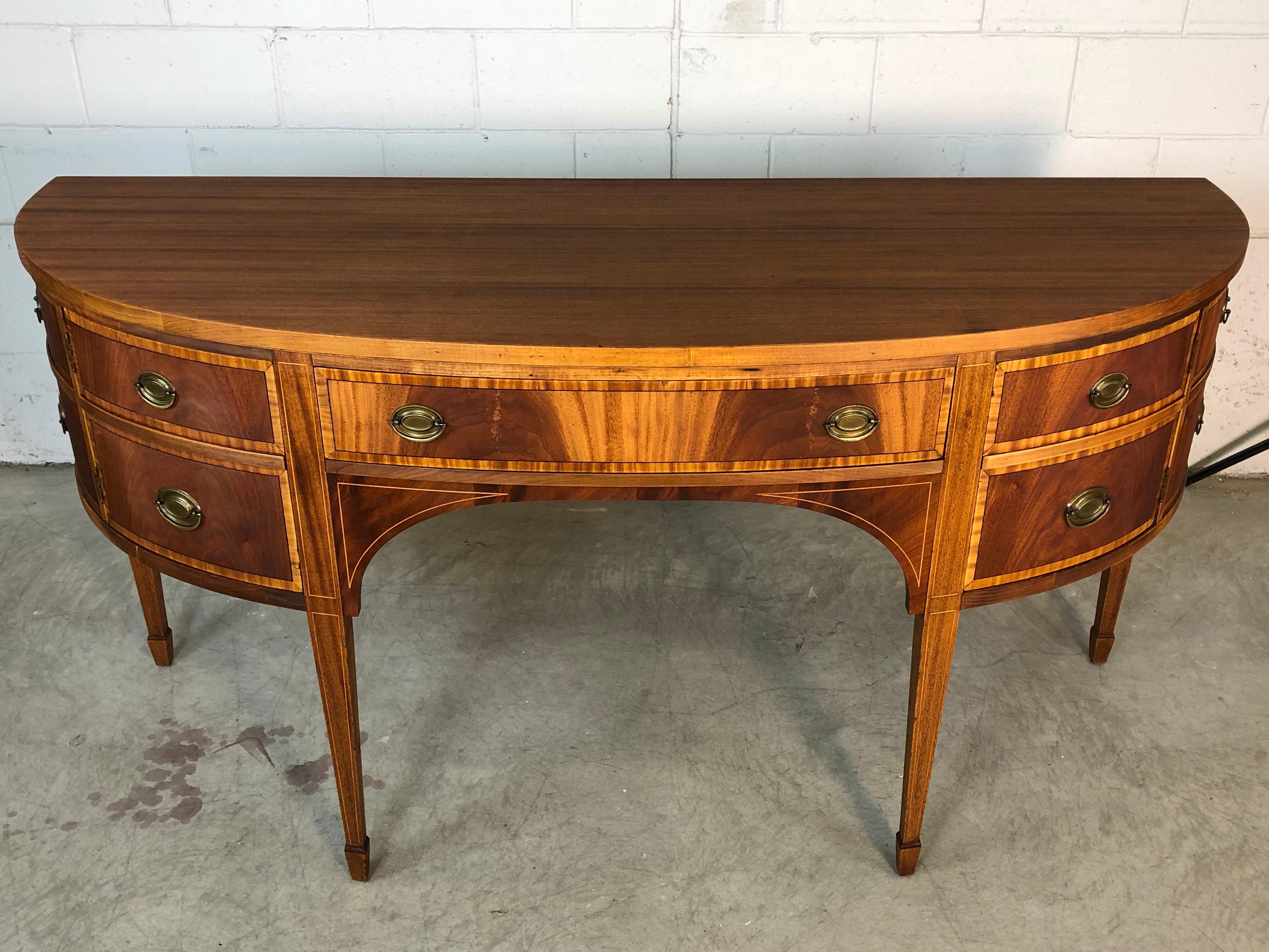 American Antique Federal Style 20th Century Demilune Inlaid Mahogany Sideboard For Sale