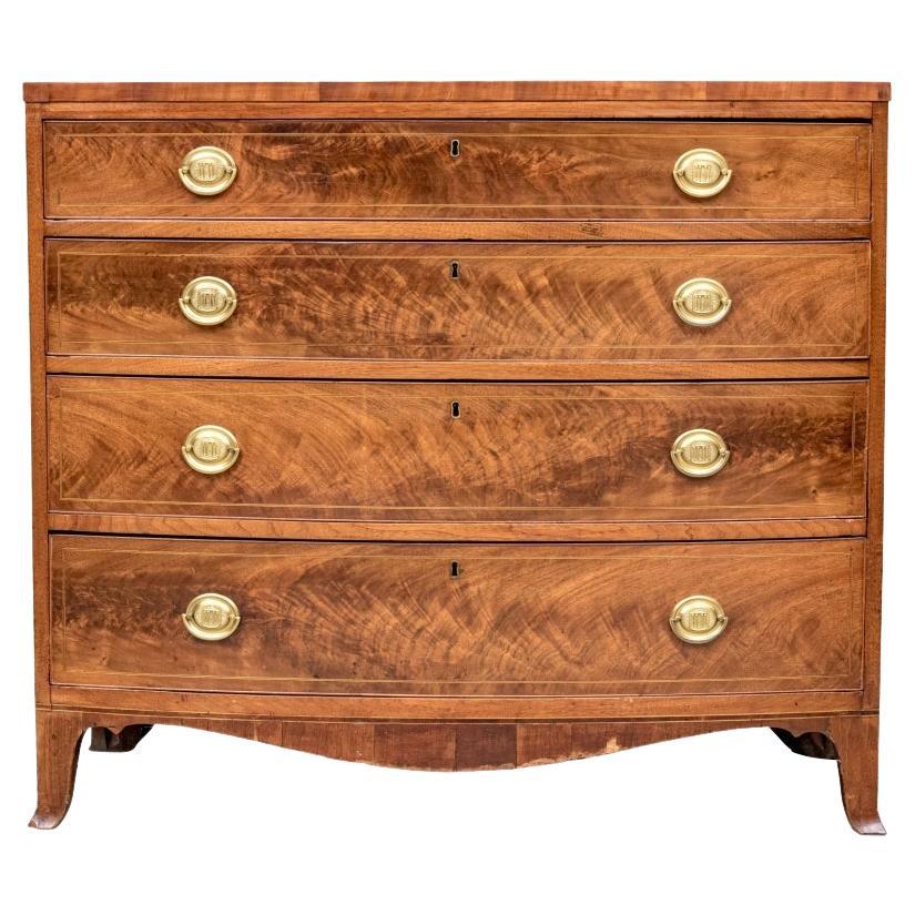 Antique Federal Style Bow Front Figured Mahogany Chest for Restoration