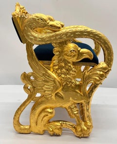 Antike Federal Style geschnitzt vergoldet Swan und Adler Karussell Mohair Bank