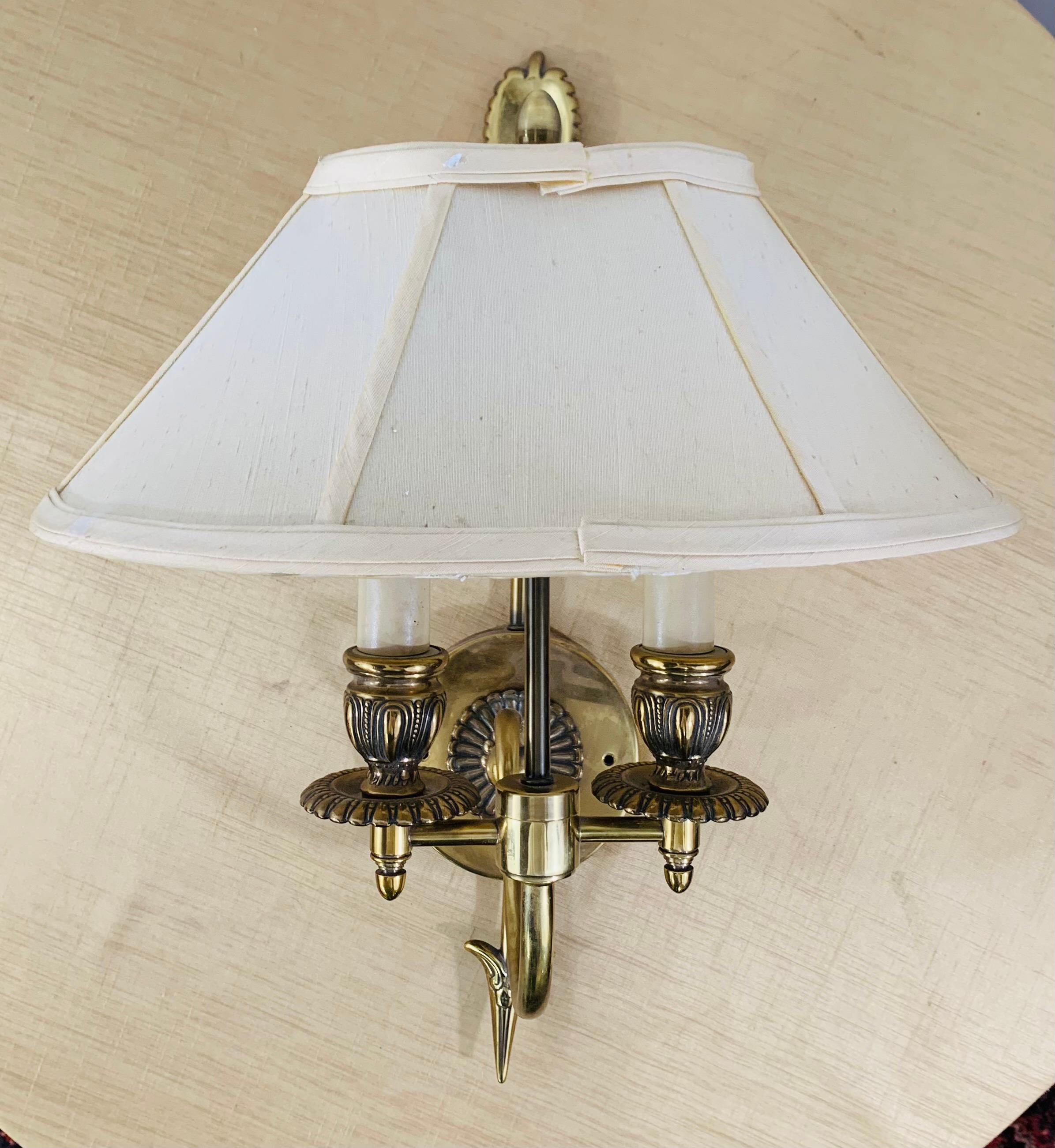 American Antique Federal Style Double Arm Brass Wall Sconce, a Pair