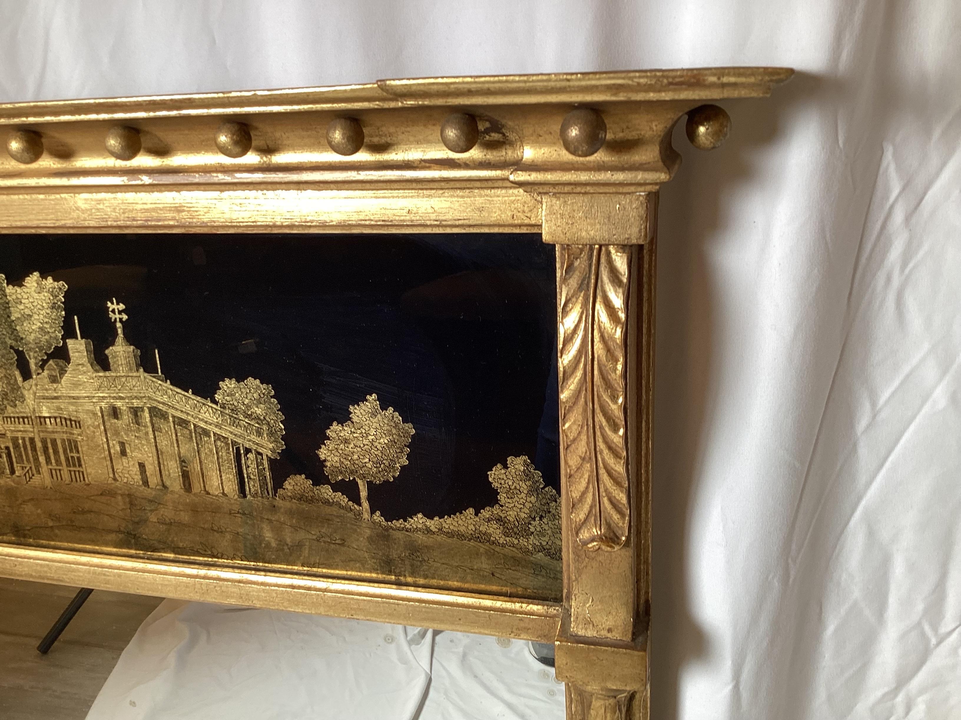 Antique Federal Style Eglomise Mirror In Good Condition In Lambertville, NJ