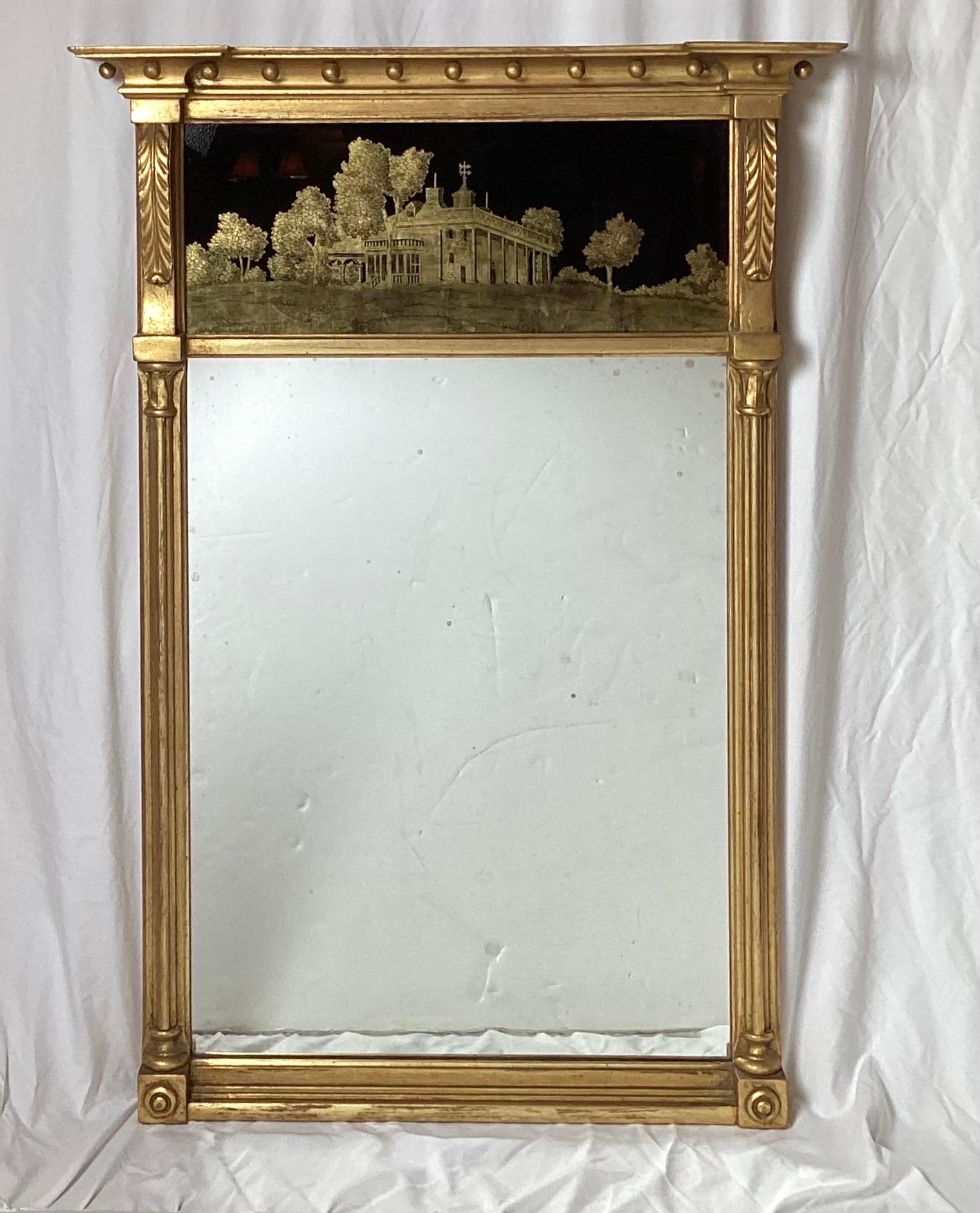 Antique Federal Style Eglomise Mirror 4