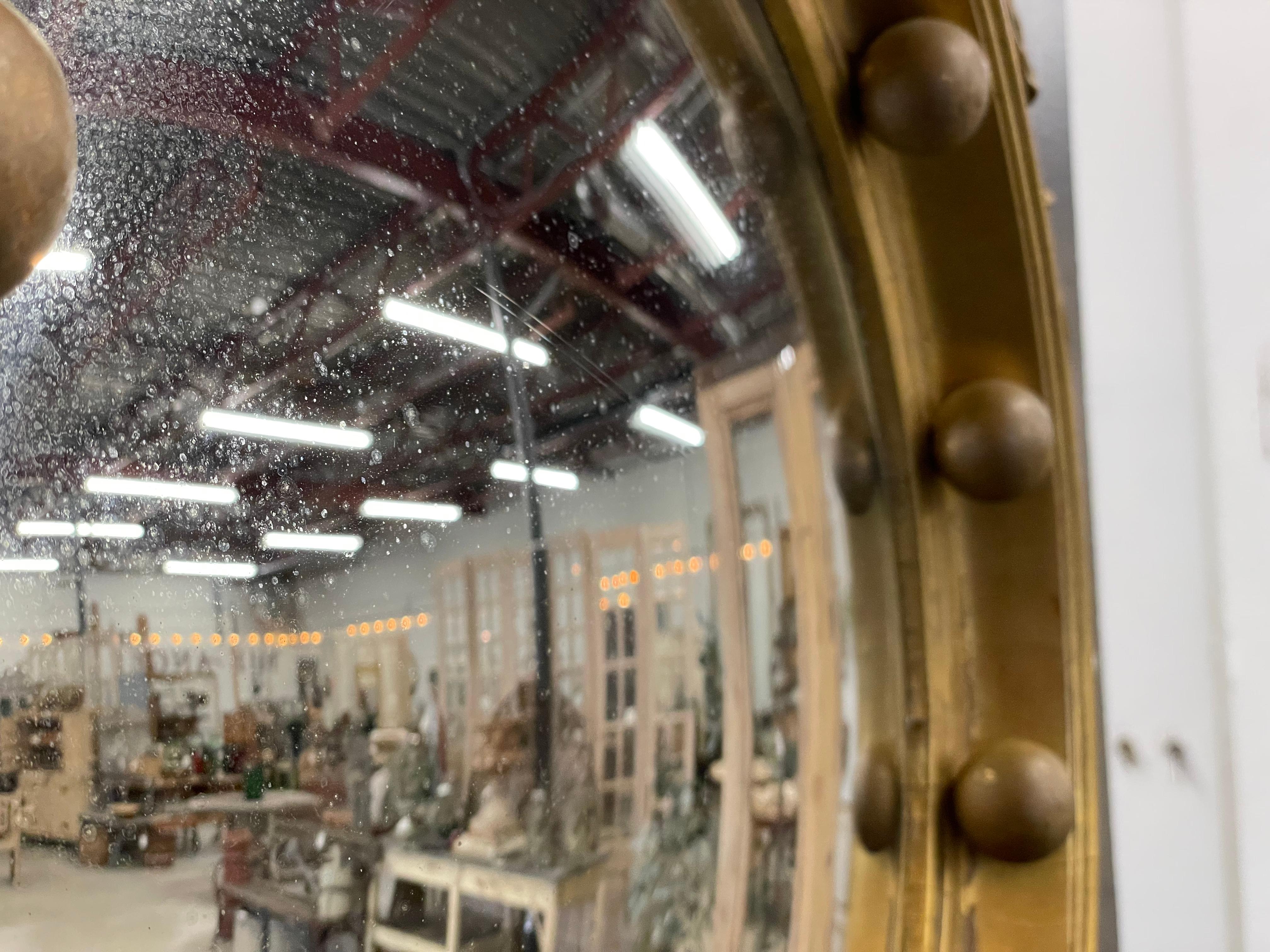 Antique Federal Style Giltwood Convex Mirror 2