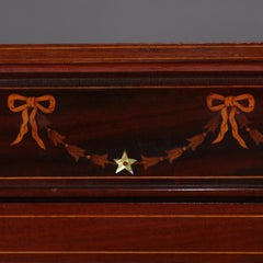 Antique Federal Style Mahogany and Satinwood Inlaid Two-Door Enclosed Bookcase