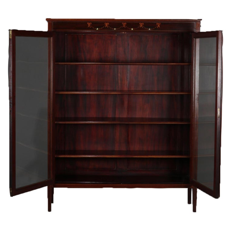 Antique Federal Style Mahogany and Satinwood Inlaid TwoDoor Enclosed