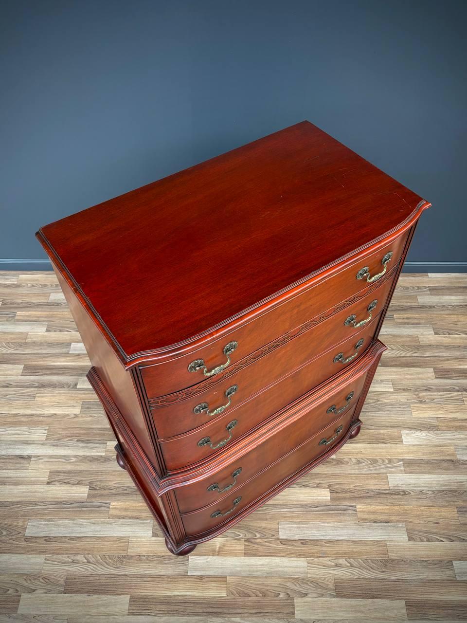 American Antique Federal Style Mahogany Highboy Dresser