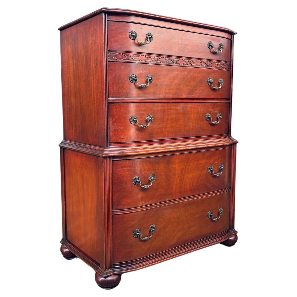 Antique Federal Style Mahogany Highboy Dresser For Sale