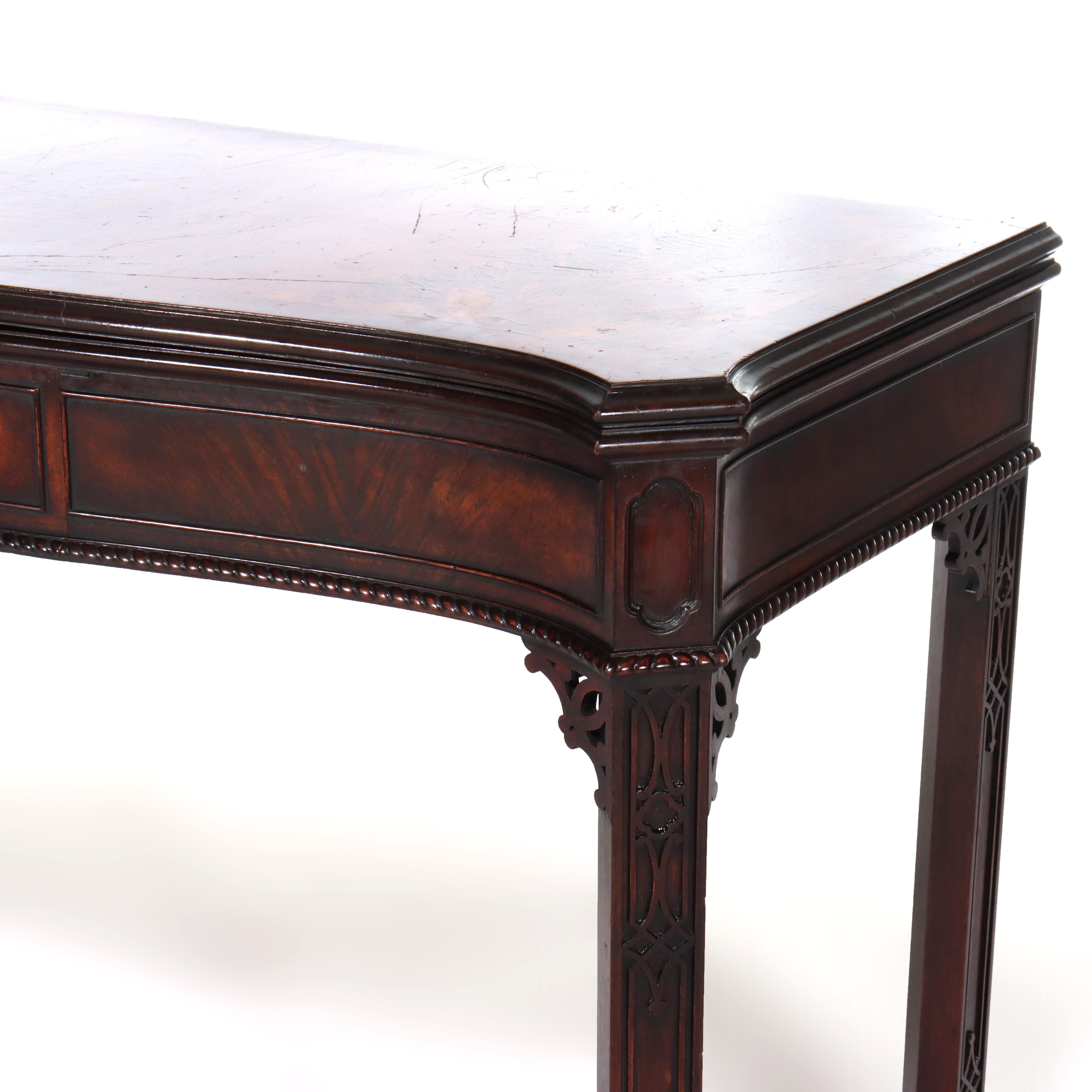 Ancienne table d'entrée à abattant en acajou de style Feder avec un seul tiroir C1930 Bon état - En vente à Big Flats, NY