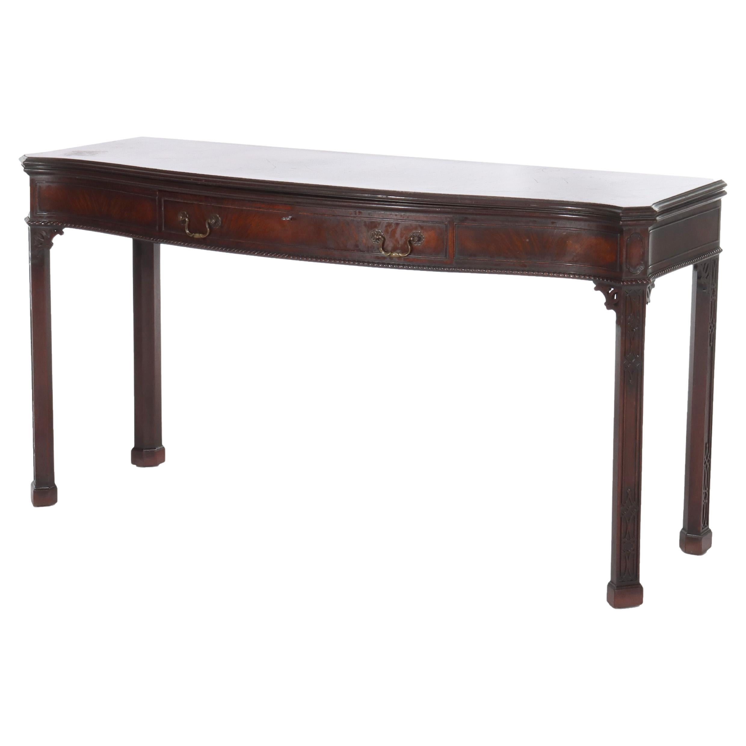 Antique Federal Style Mahogany Hinged Top Hall Table with Single Drawer C1930