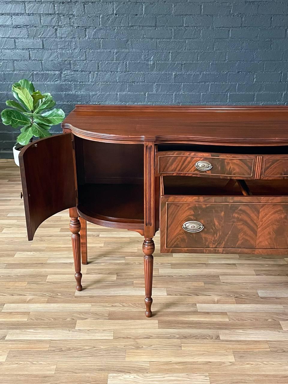 Metal Antique Federal Style Mahogany Sideboard Server