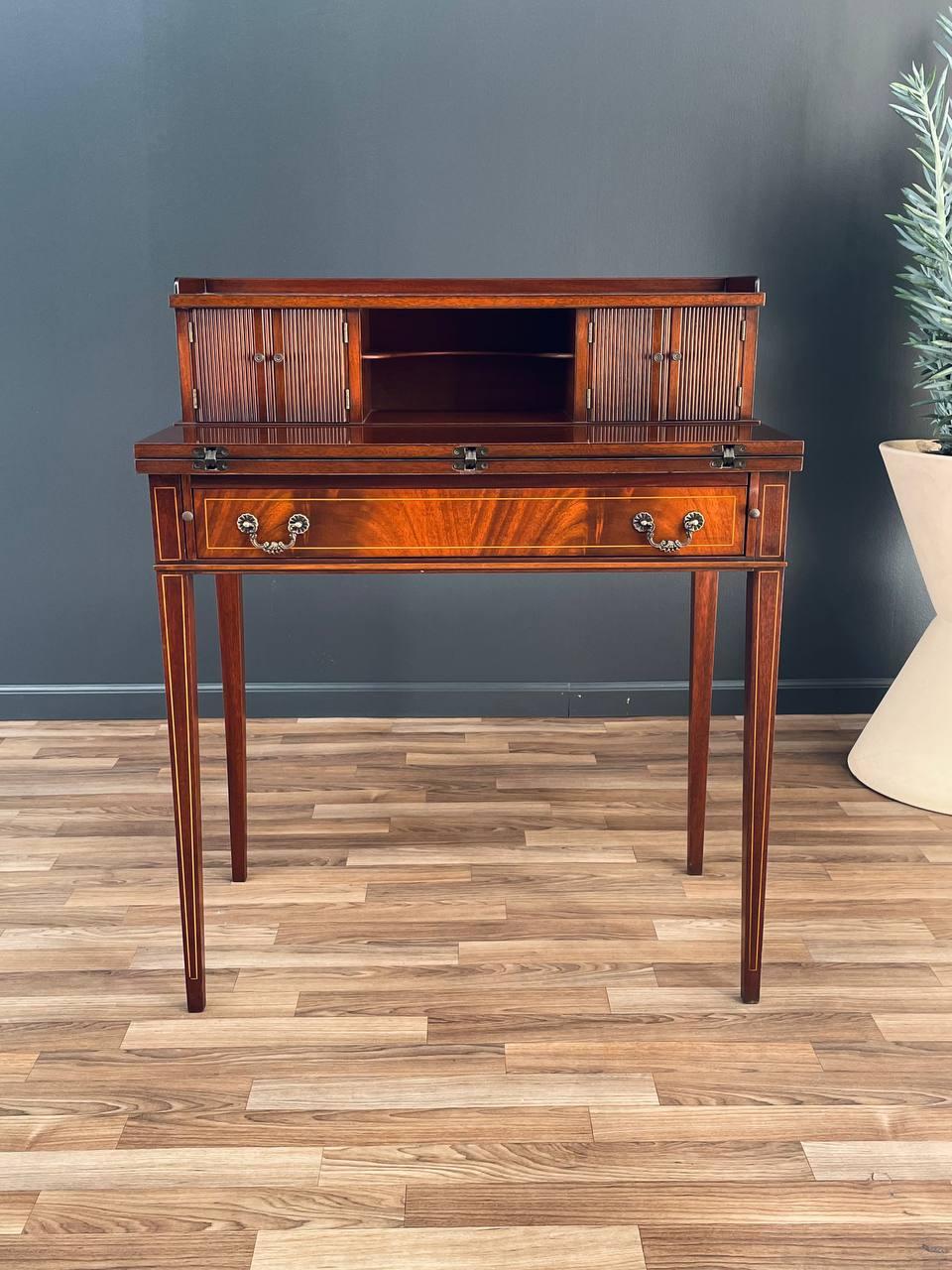 Mid-20th Century Antique Federal Style Mahogany Writing Desk with Fold Out