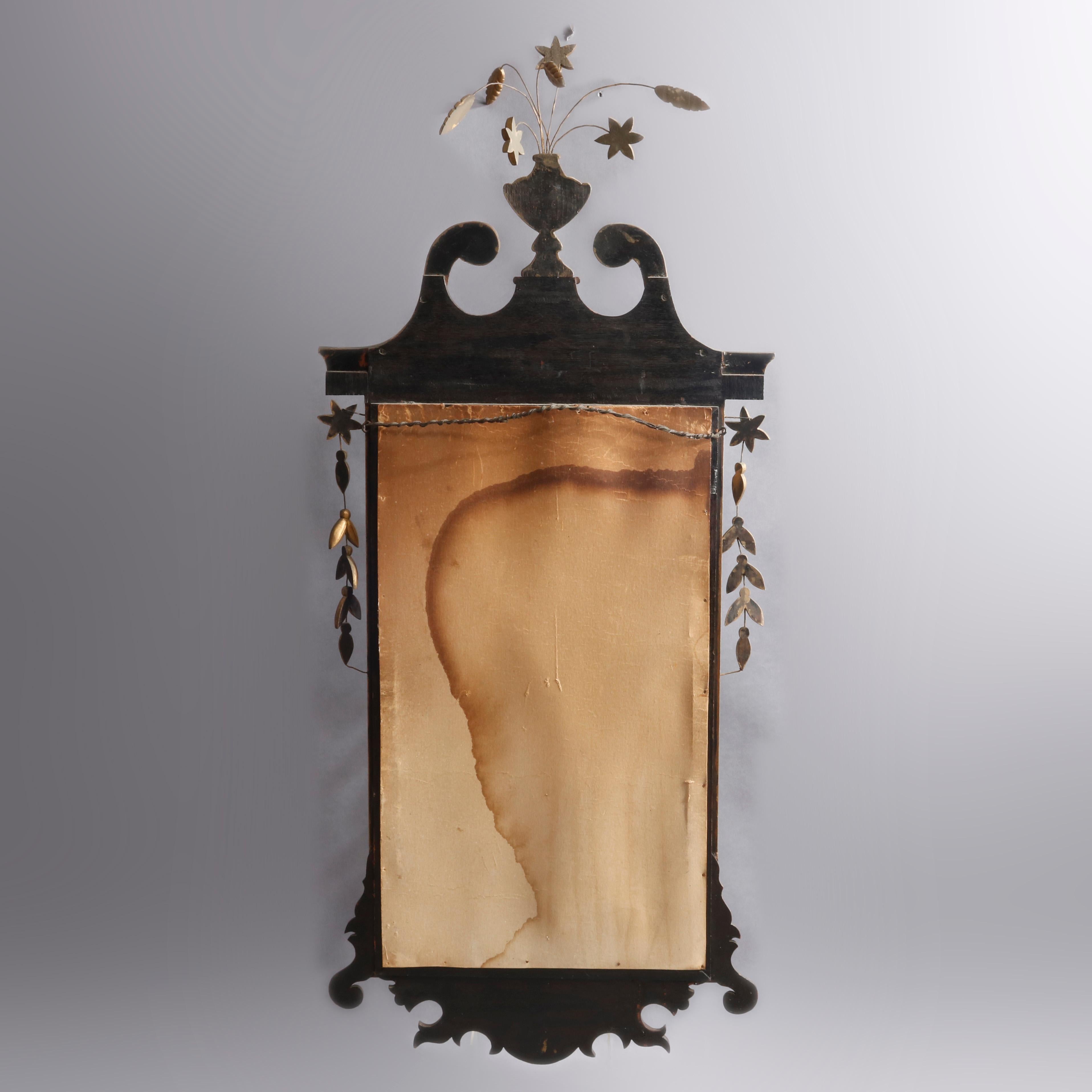 Federal Style Satinwood Inlaid Mahogany Parcel-Gilt Wall Mirror, 20th Century 5