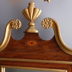 Federal Style Satinwood Inlaid Mahogany Parcel-Gilt Wall Mirror, 20th Century