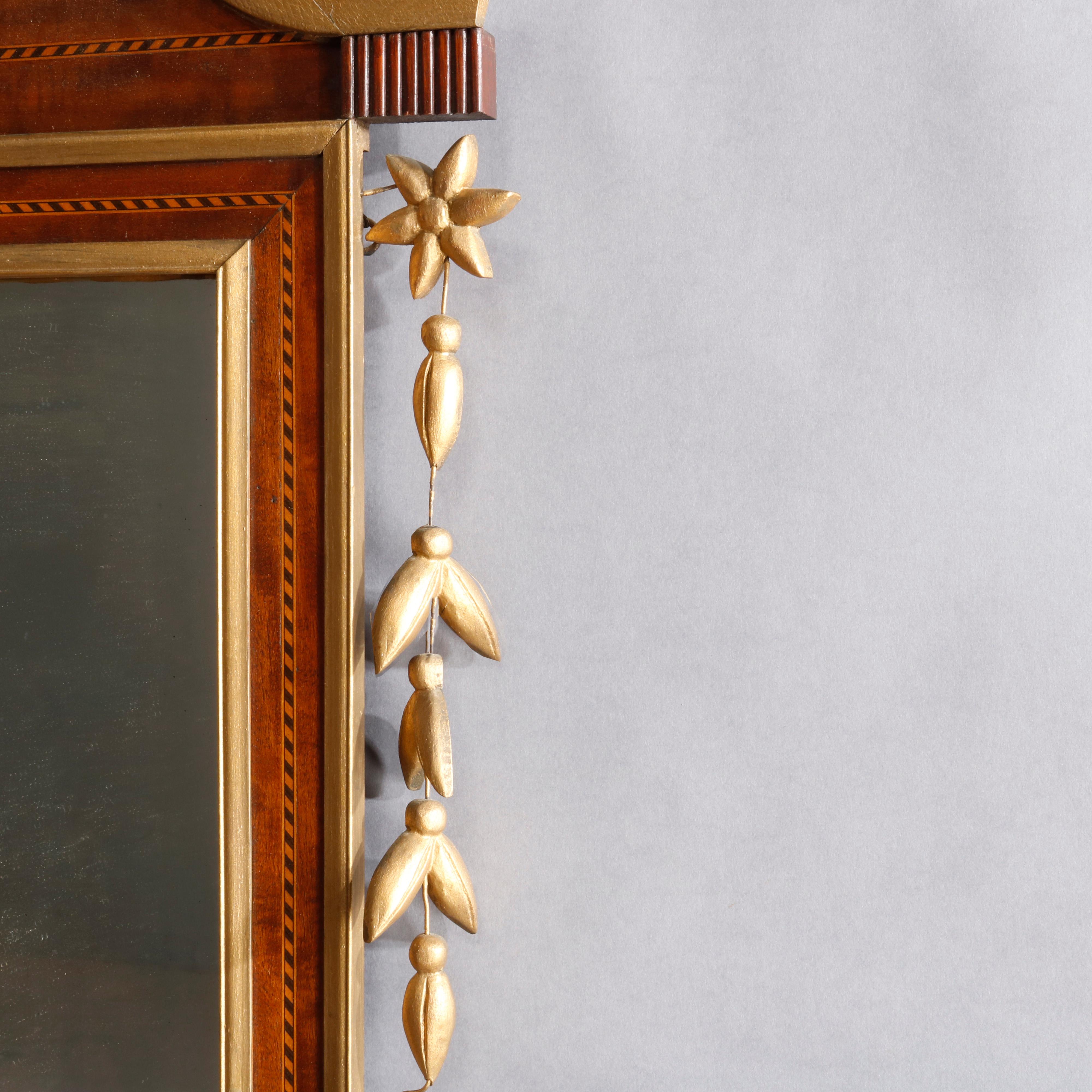 Federal Style Satinwood Inlaid Mahogany Parcel-Gilt Wall Mirror, 20th Century 1
