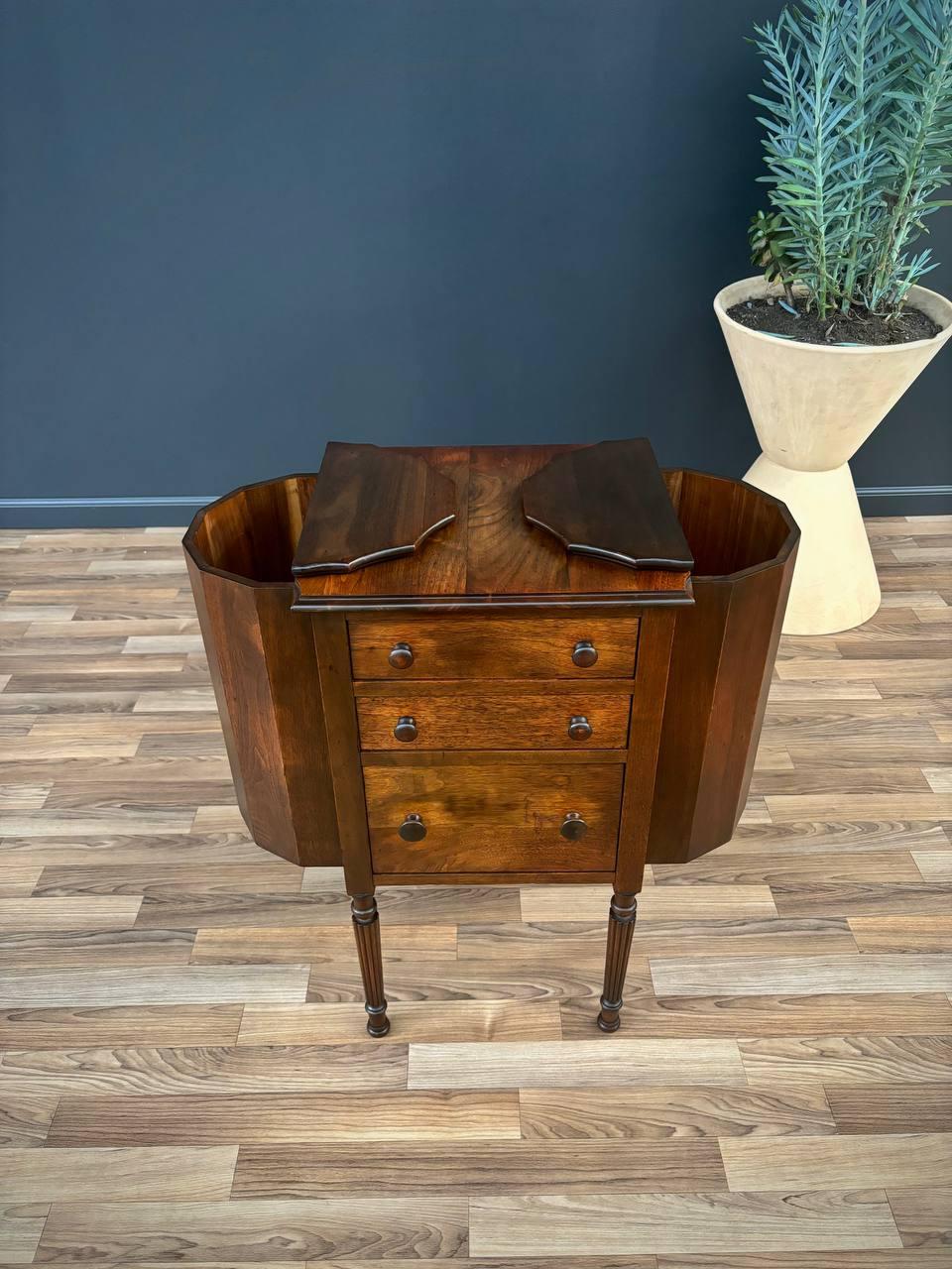 Walnut Antique Federal Style Sewing Cabinet For Sale