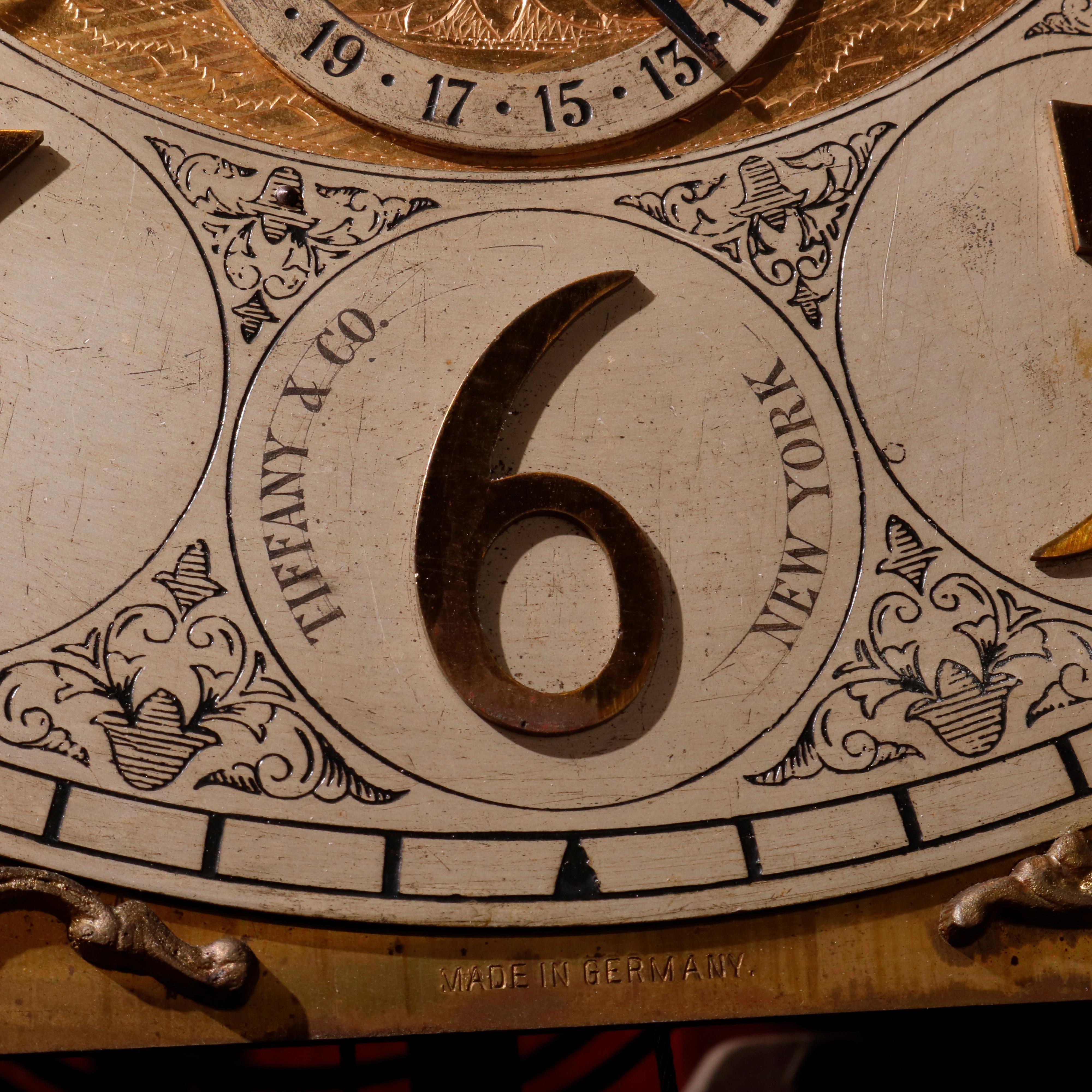 Antique Federal Tiffany & Co., NY Moon Phase Mahogany Long Case Clock circa 1900 4