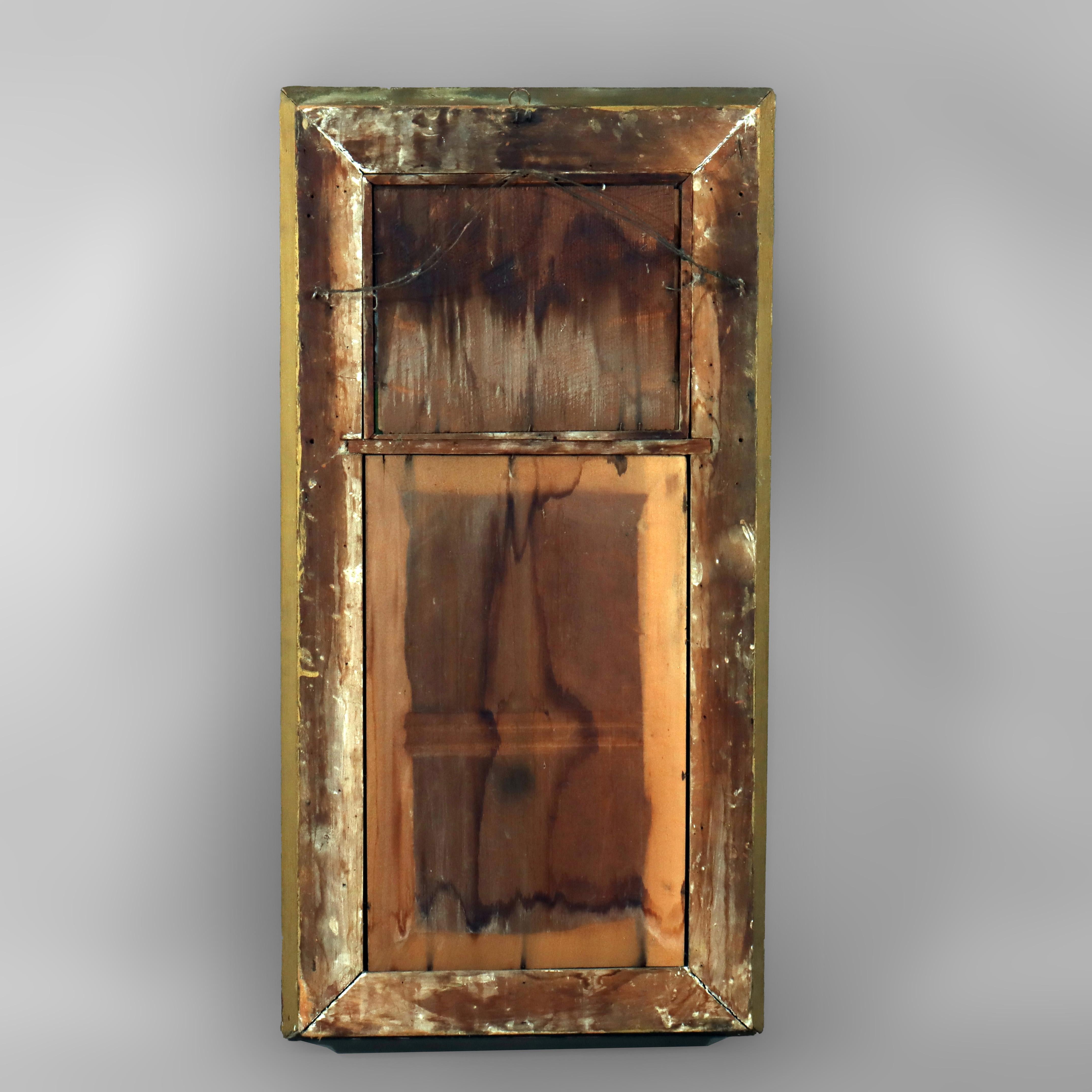 Antique Federal Trumeau Reverse Painted Gilt Wood Mirror Unsigned 19thC en vente 4