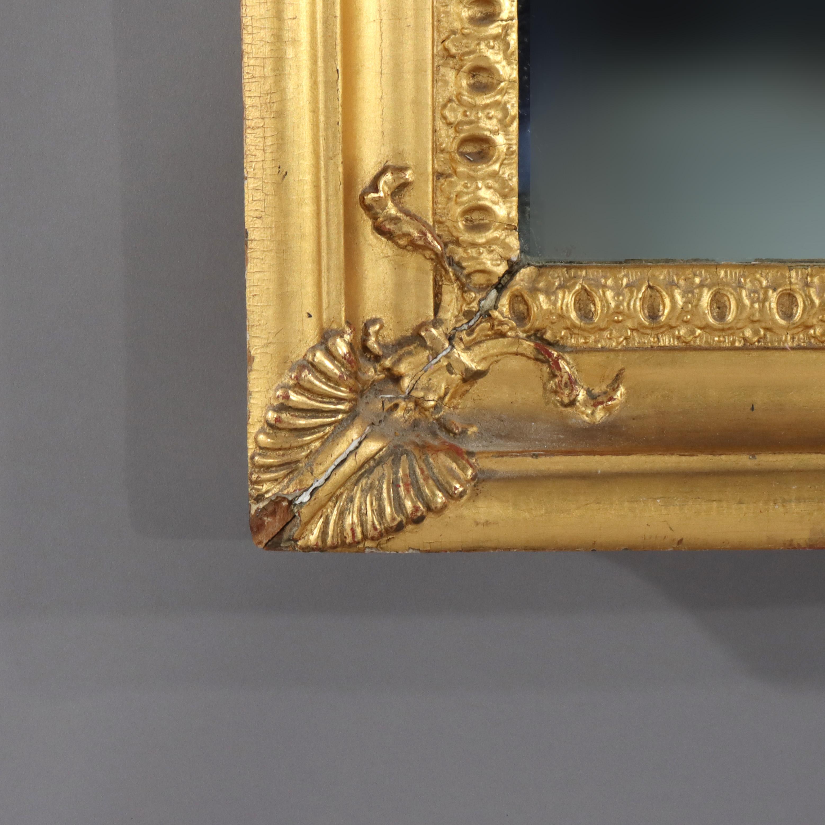 XIXe siècle Antique Federal Trumeau Reverse Painted Gilt Wood Mirror Unsigned 19thC en vente