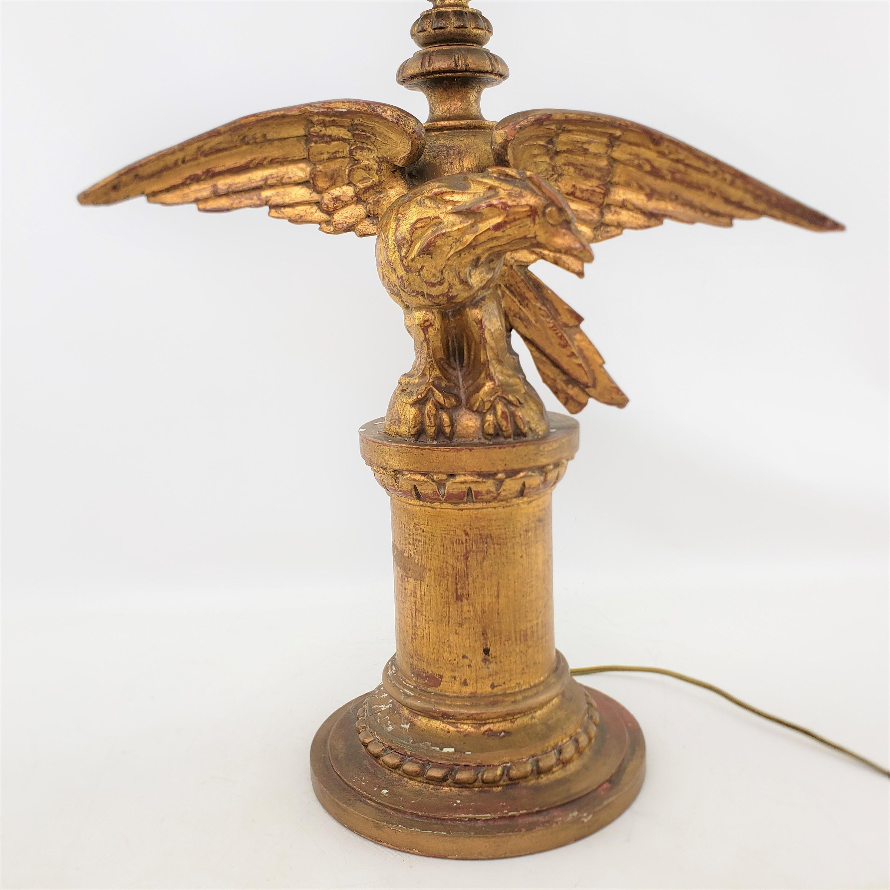 Antique Federalist Styled Carved & Gilt Finished Eagle Sculptural Table Lamp 4