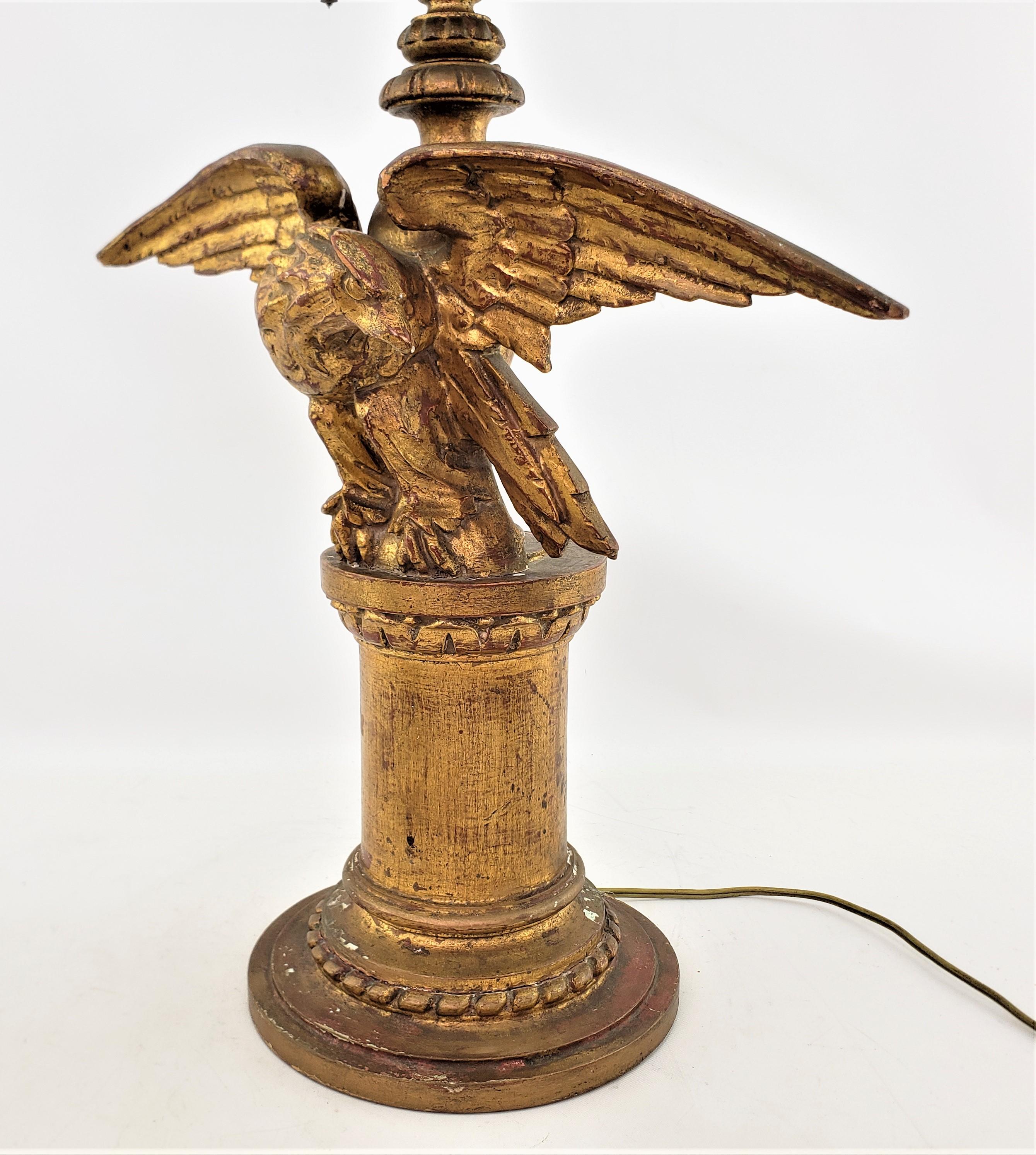 Antique Federalist Styled Carved & Gilt Finished Eagle Sculptural Table Lamp 5