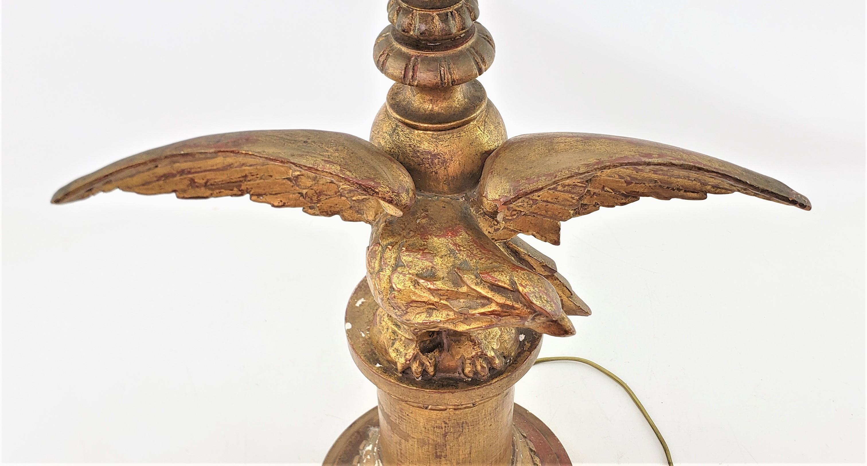 Antique Federalist Styled Carved & Gilt Finished Eagle Sculptural Table Lamp 6