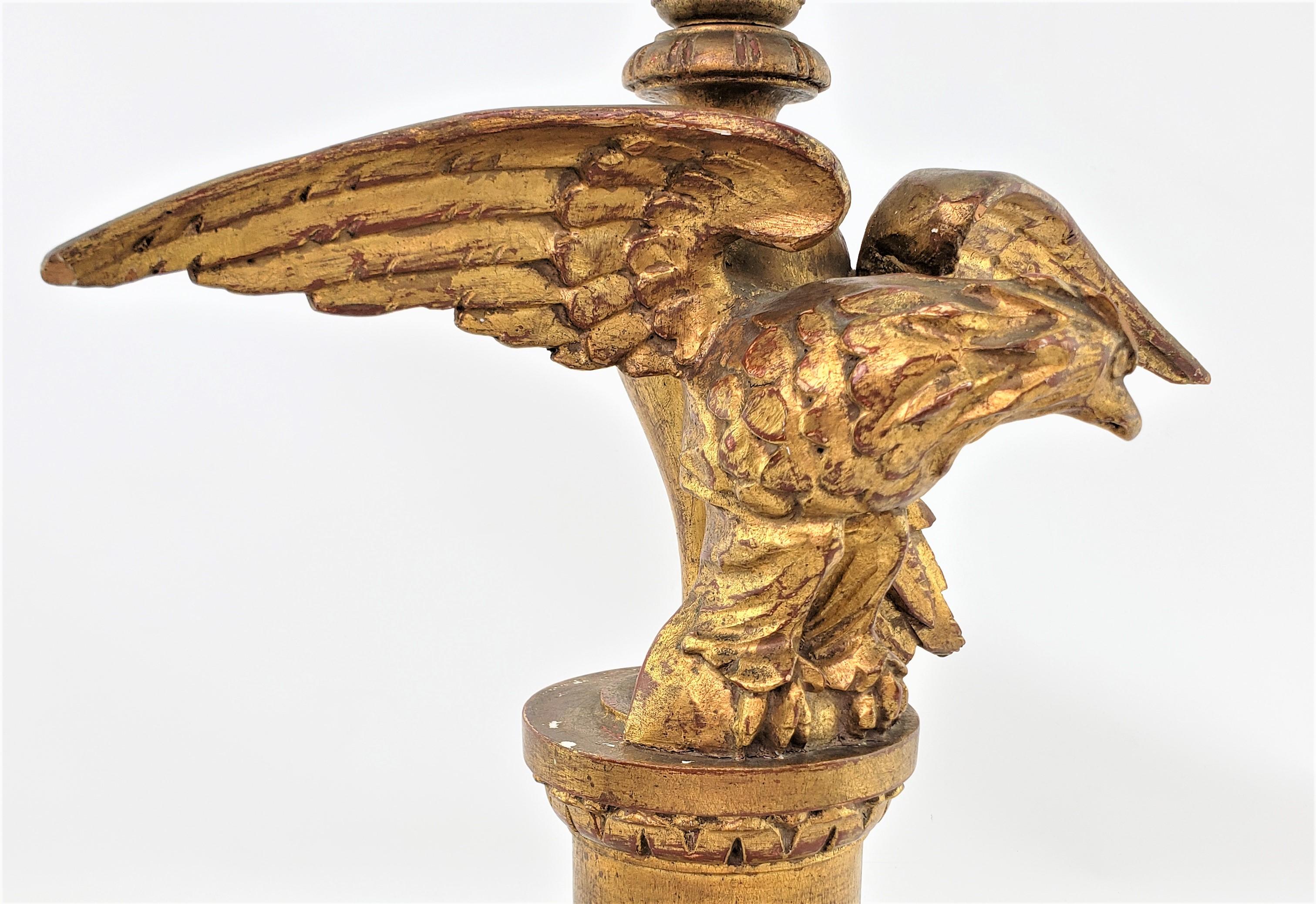 Antique Federalist Styled Carved & Gilt Finished Eagle Sculptural Table Lamp 7