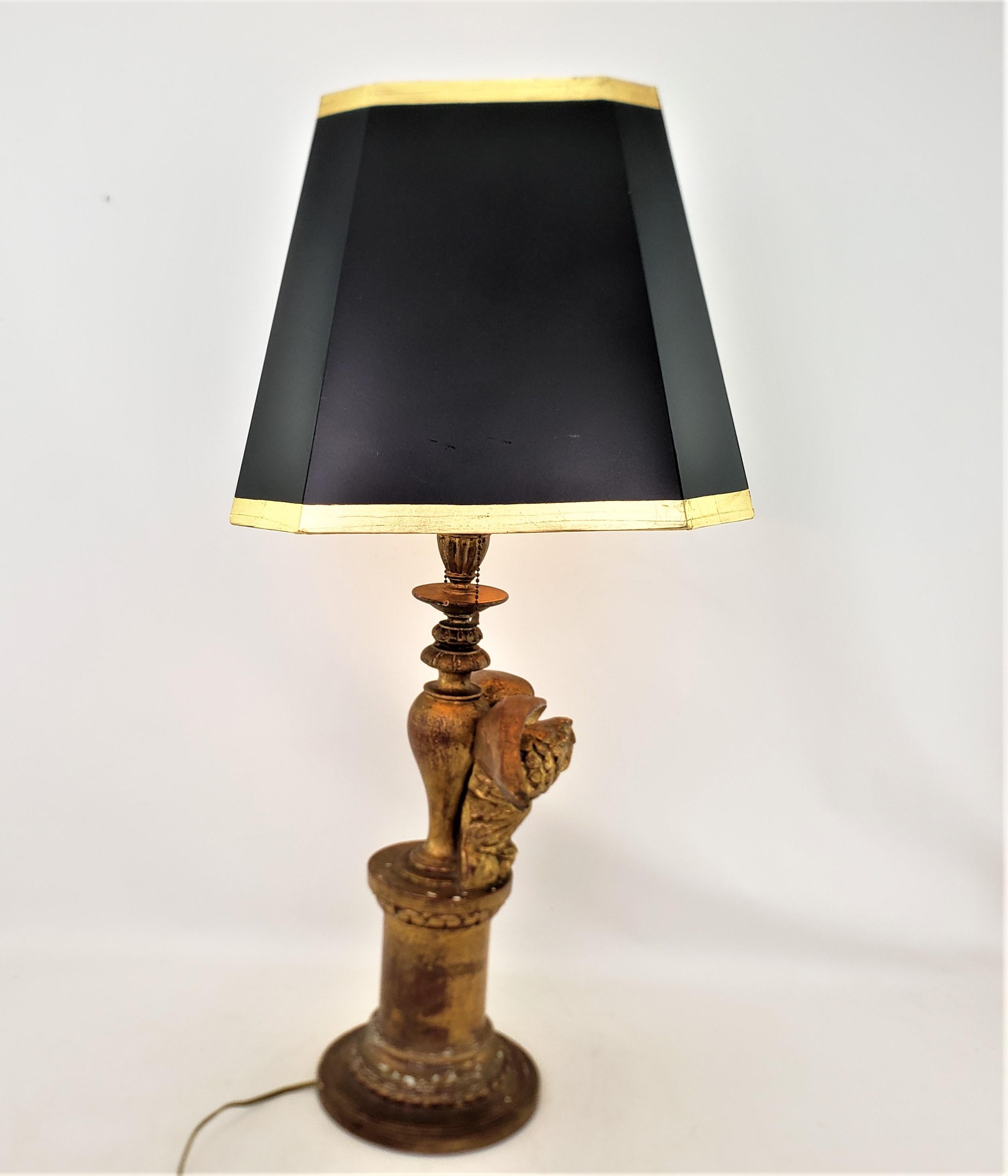 Gesso Antique Federalist Styled Carved & Gilt Finished Eagle Sculptural Table Lamp