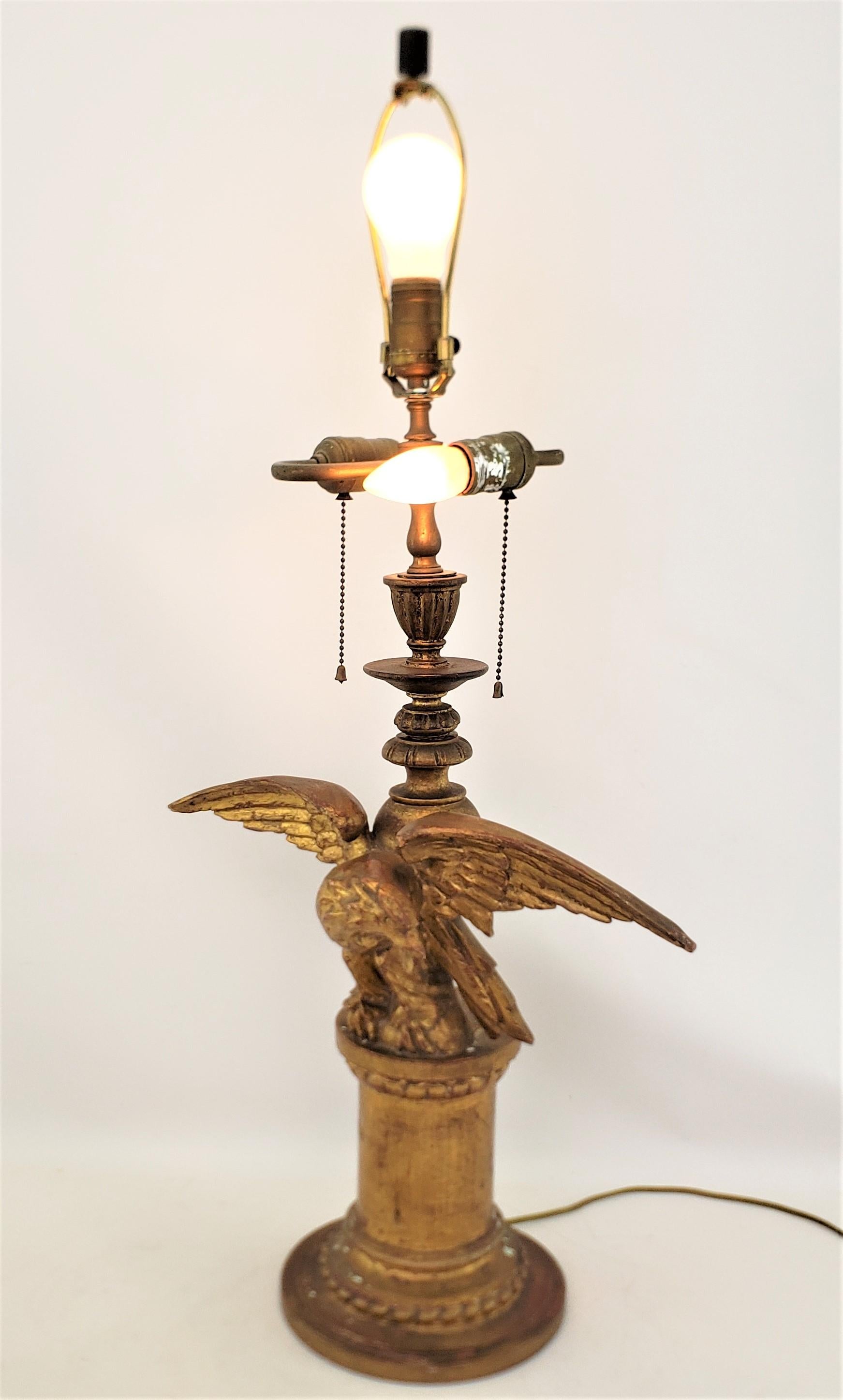Antique Federalist Styled Carved & Gilt Finished Eagle Sculptural Table Lamp 2