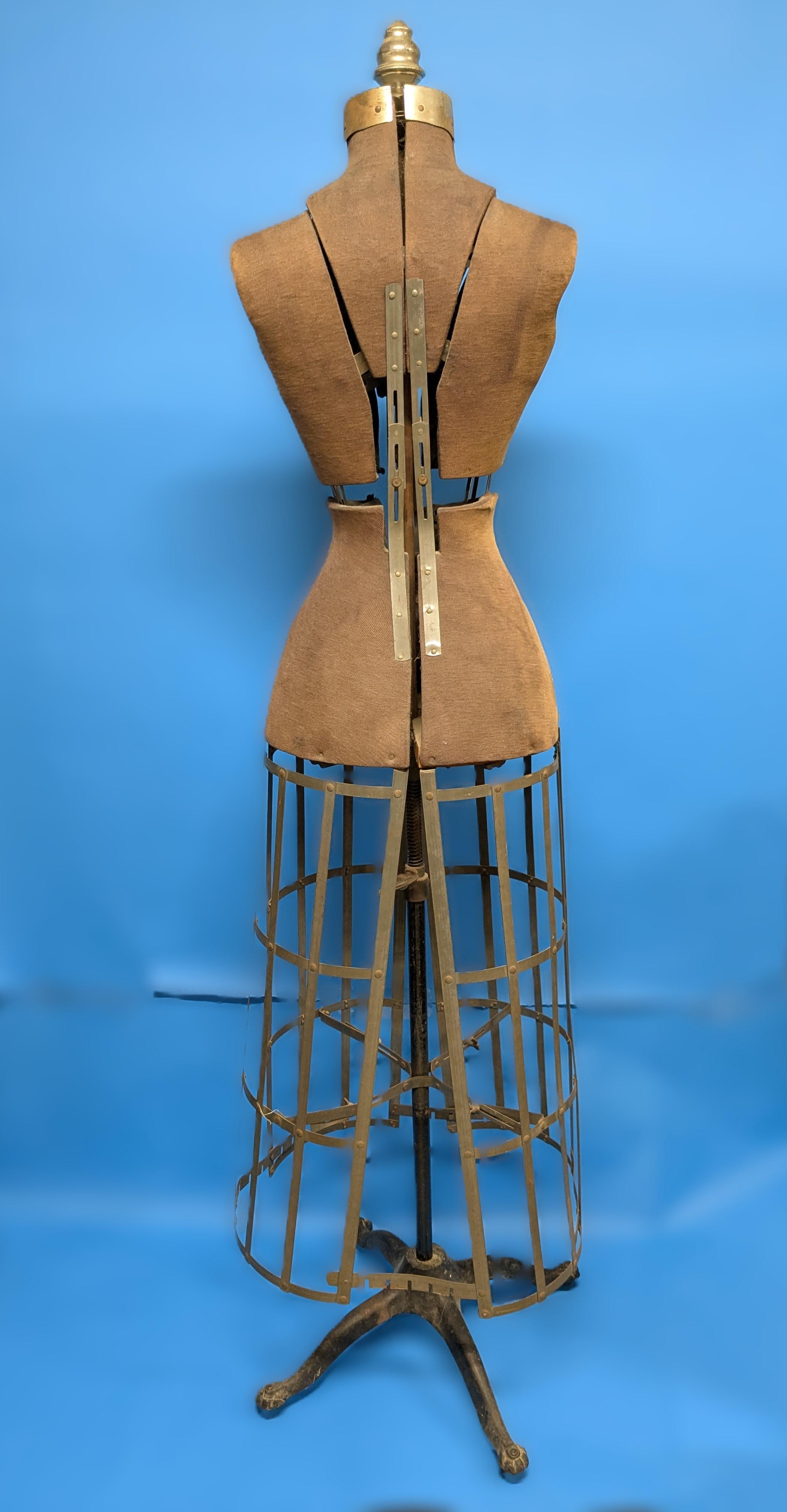 Industrial Antique female adjustable cage dress form mannequin For Sale