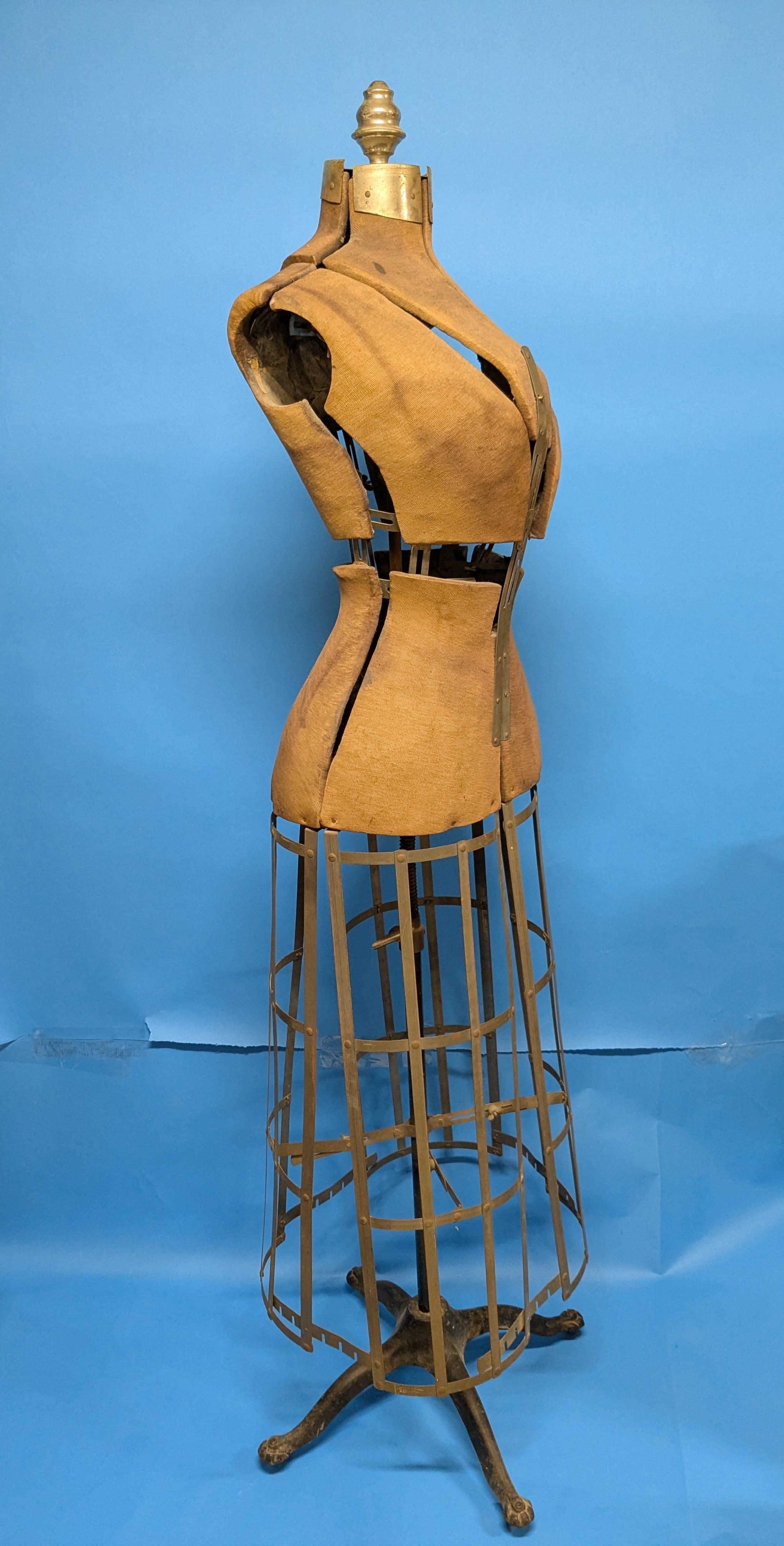 American Antique female adjustable cage dress form mannequin For Sale