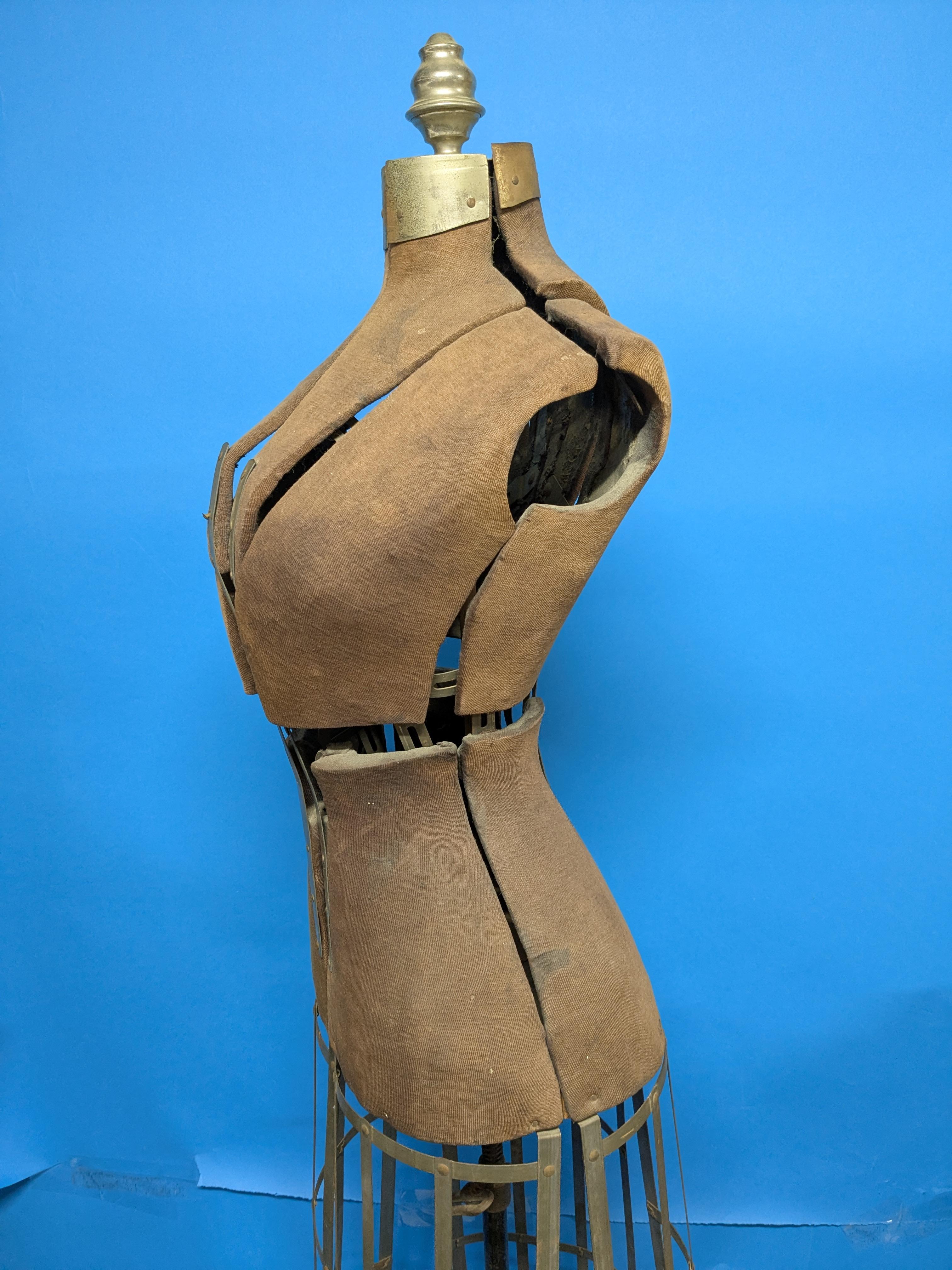 20th Century Antique female adjustable cage dress form mannequin For Sale