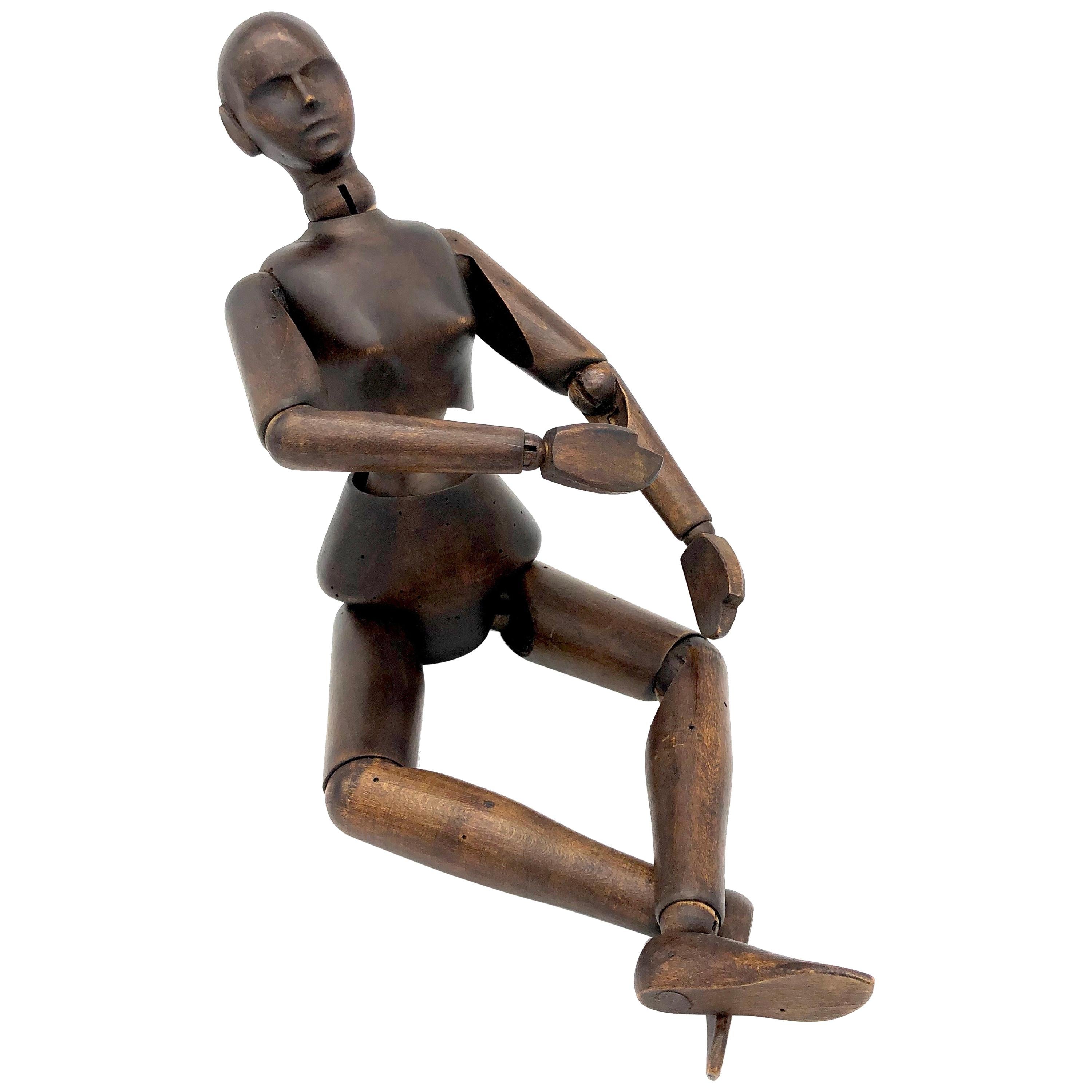 Antique Femme Artiste Mannequin Figure Sculpture Tilleul:: France