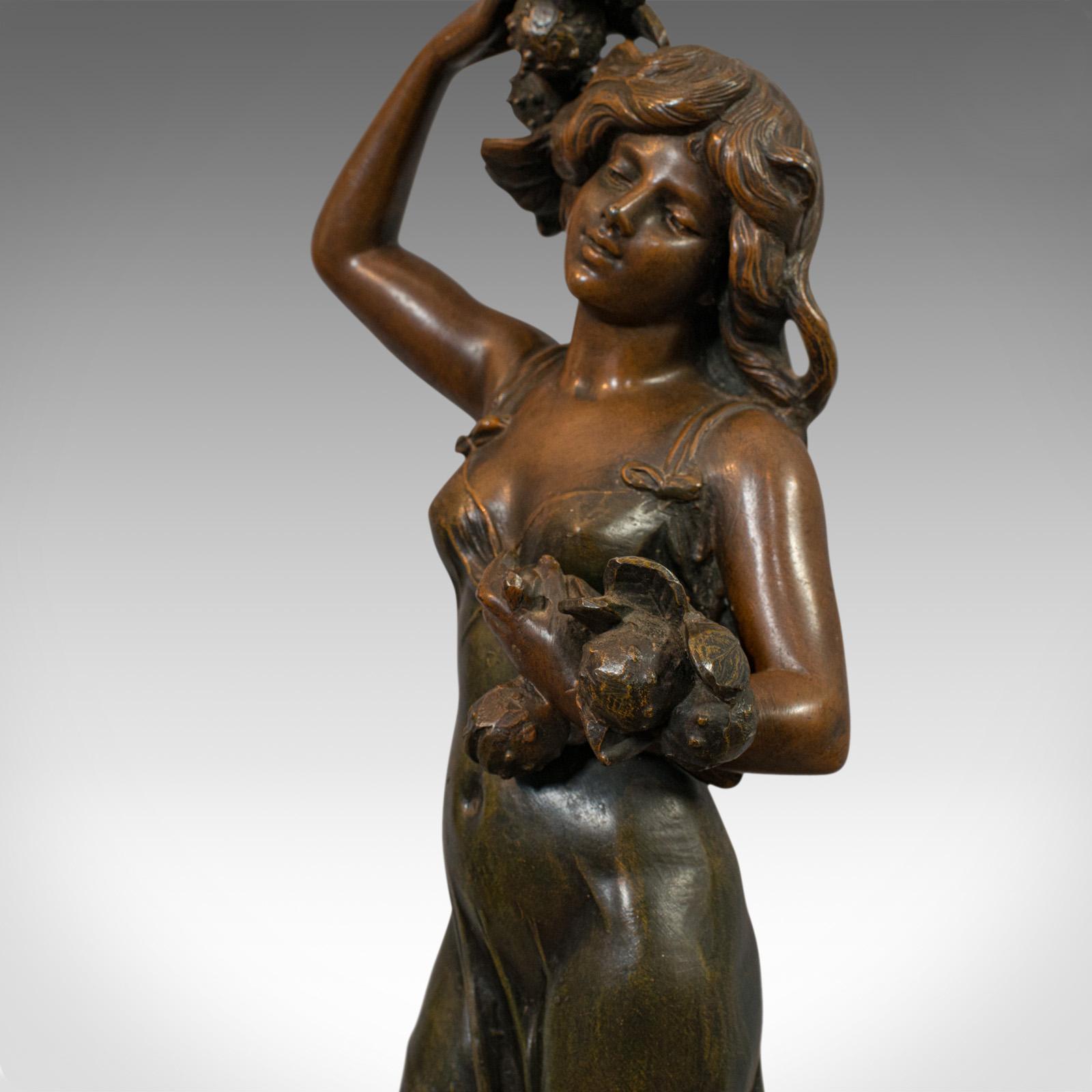 Antique Female Figure, French, Bronze Spelter, Statue, Art Nouveau, circa 1920 3