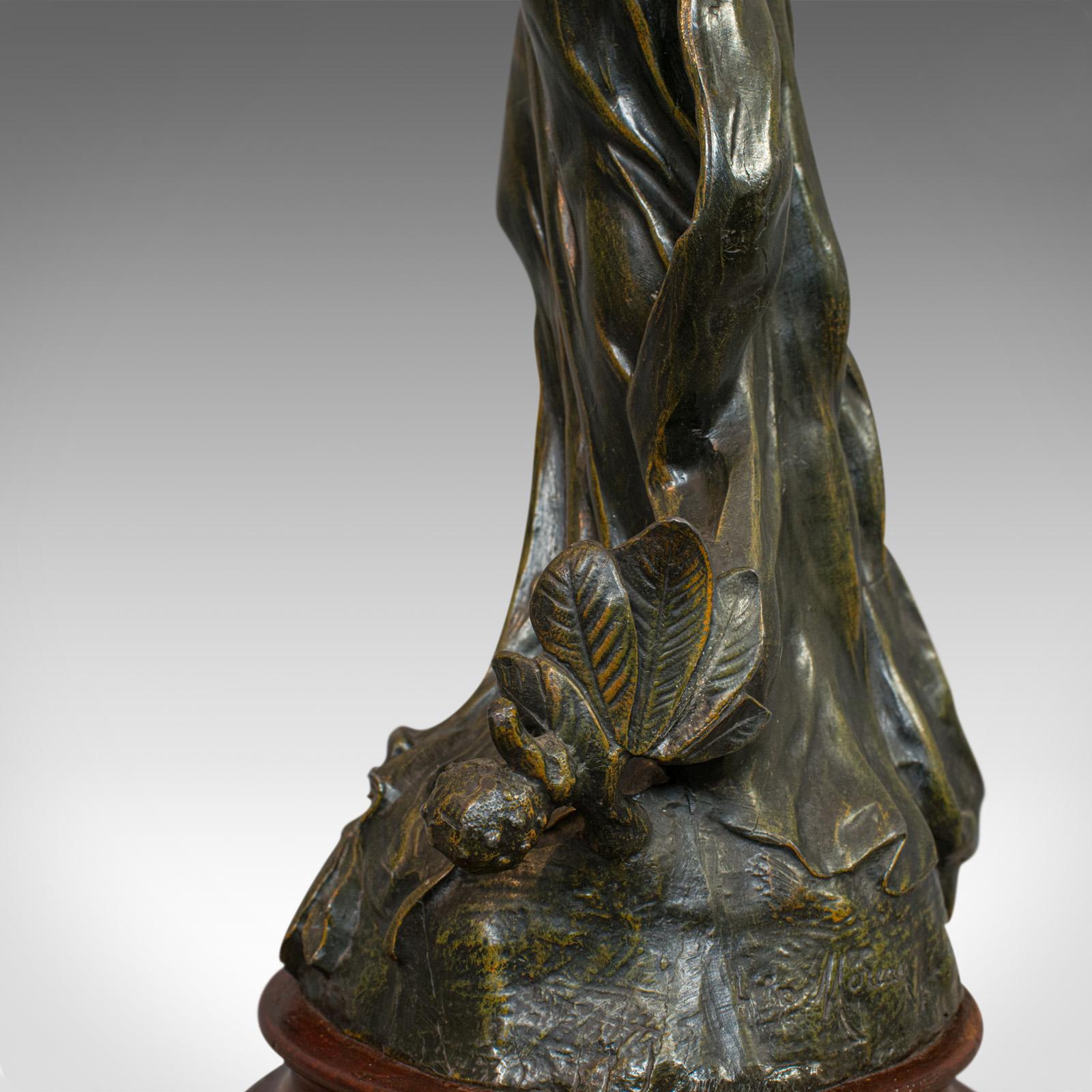 Antique Female Figure, French, Bronze Spelter, Statue, Art Nouveau, circa 1920 4