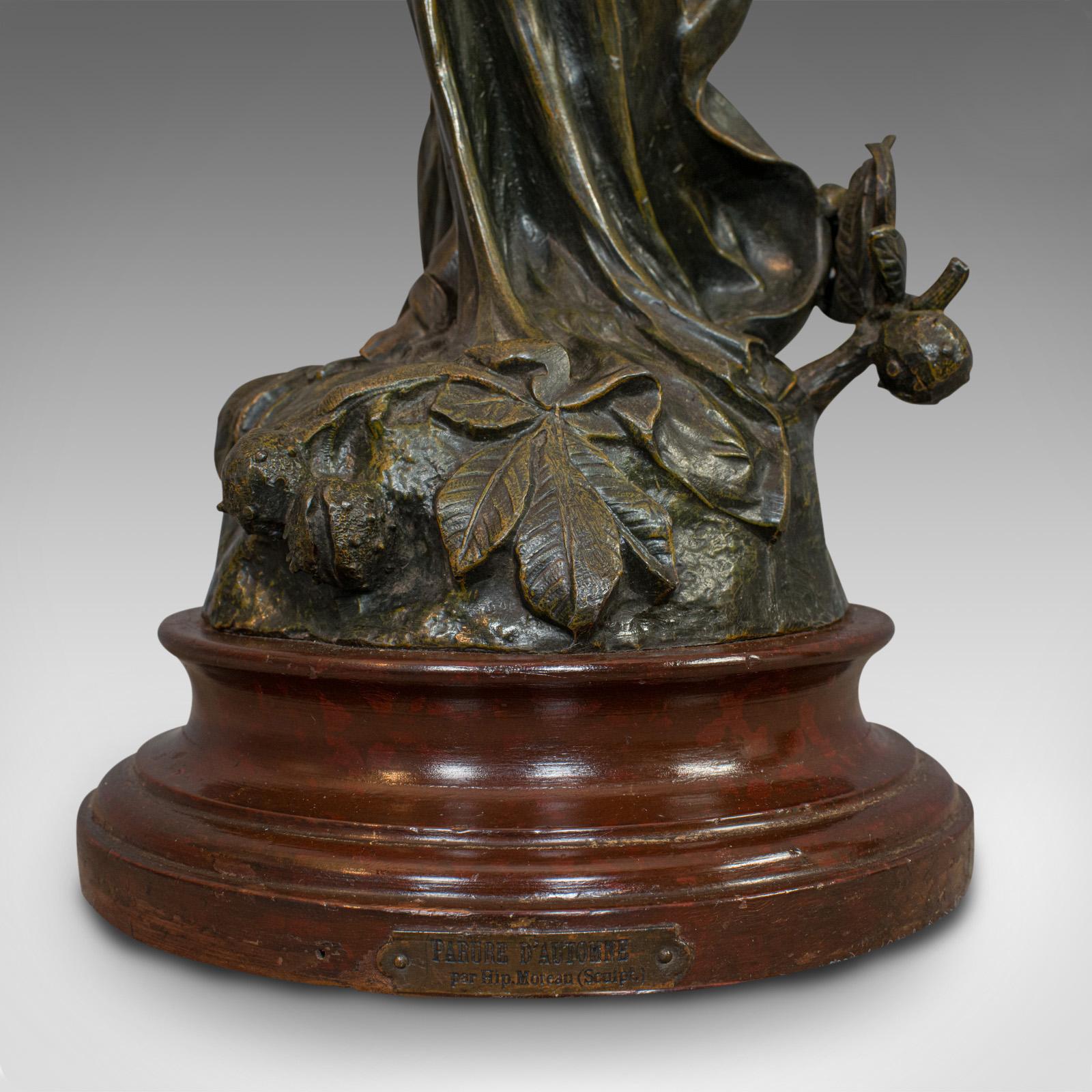 Antique Female Figure, French, Bronze Spelter, Statue, Art Nouveau, circa 1920 5