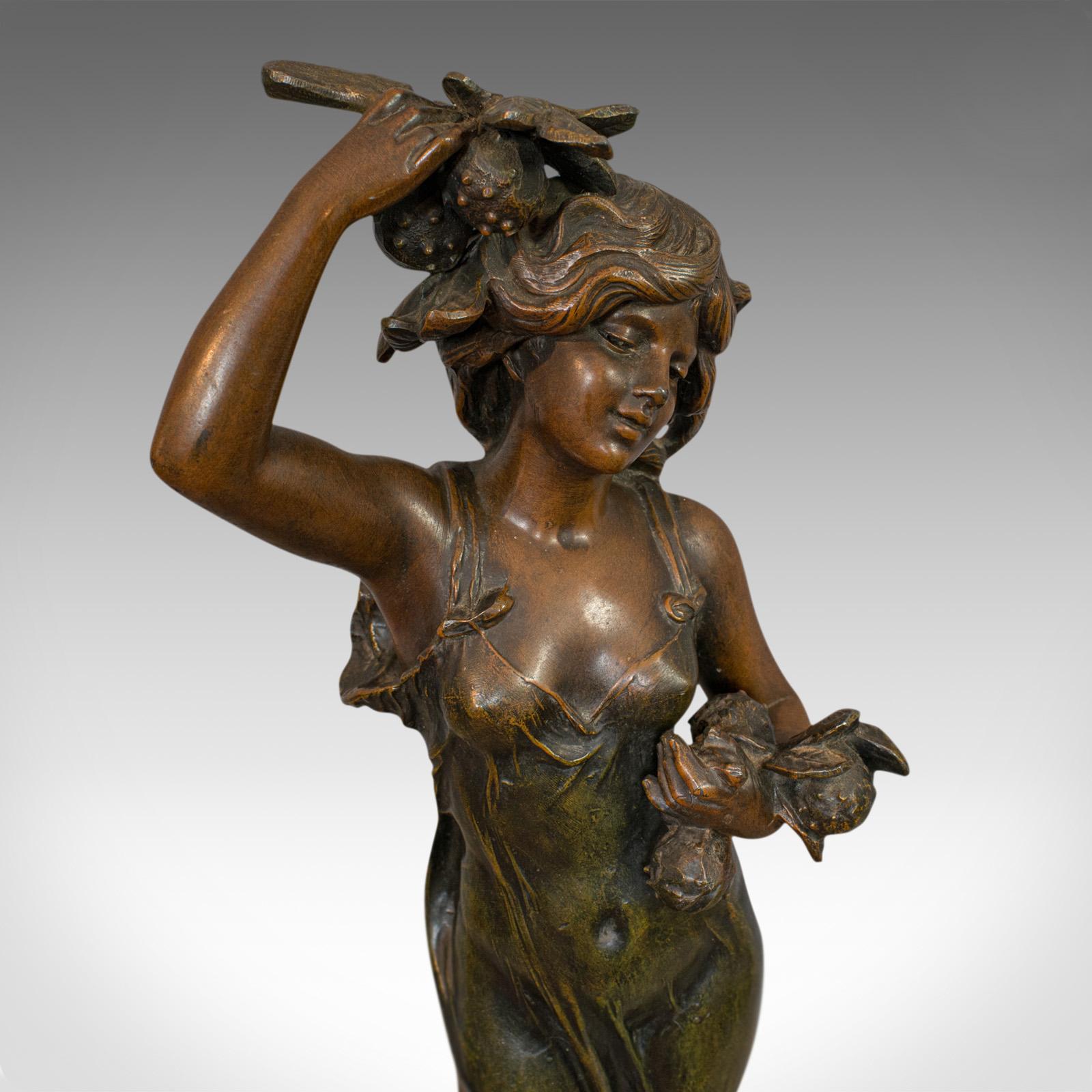 Antique Female Figure, French, Bronze Spelter, Statue, Art Nouveau, circa 1920 1