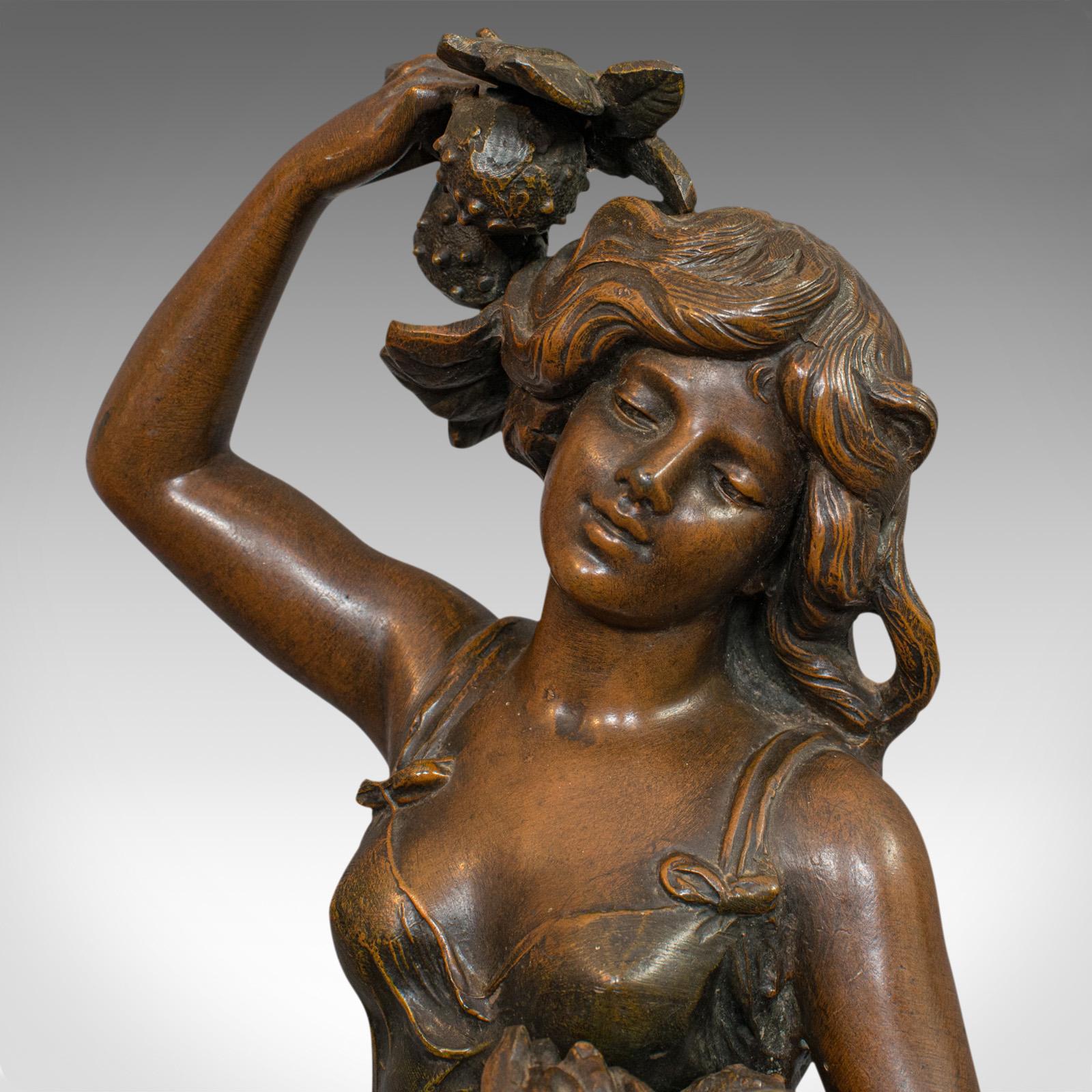 Antique Female Figure, French, Bronze Spelter, Statue, Art Nouveau, circa 1920 2