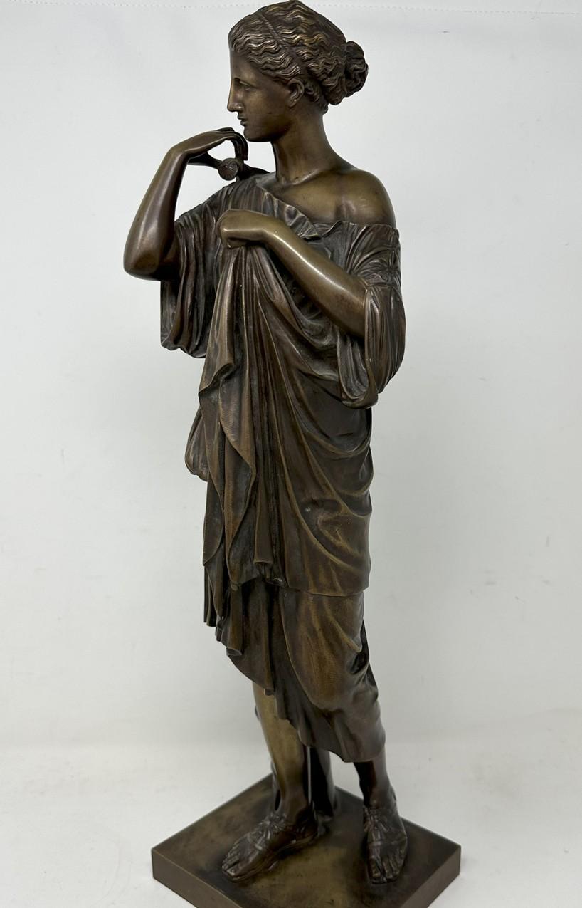 Grand Tour Antique Female French Classical Bronze Diana Robing Praxiteles Audin a Marseille For Sale