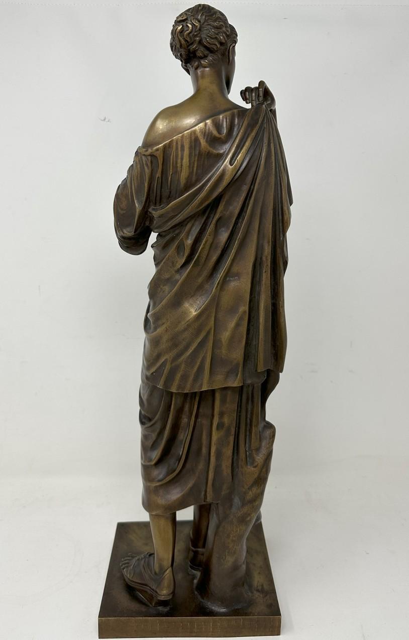 Italian Antique Female French Classical Bronze Diana Robing Praxiteles Audin a Marseille For Sale
