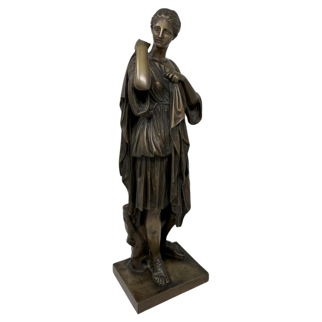 Antique Female French Classical Bronze Diana Robing Praxiteles Audin a Marseille For Sale