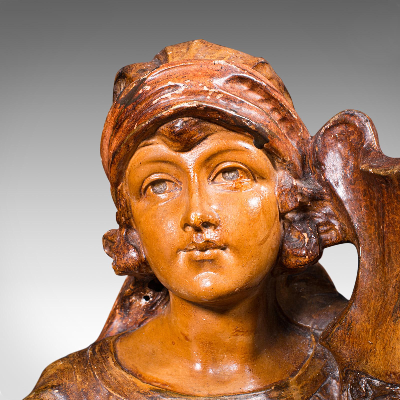 Antique Female Portrait Bust, French, Decorative Figure, Candle Holder, C.1900 For Sale 4