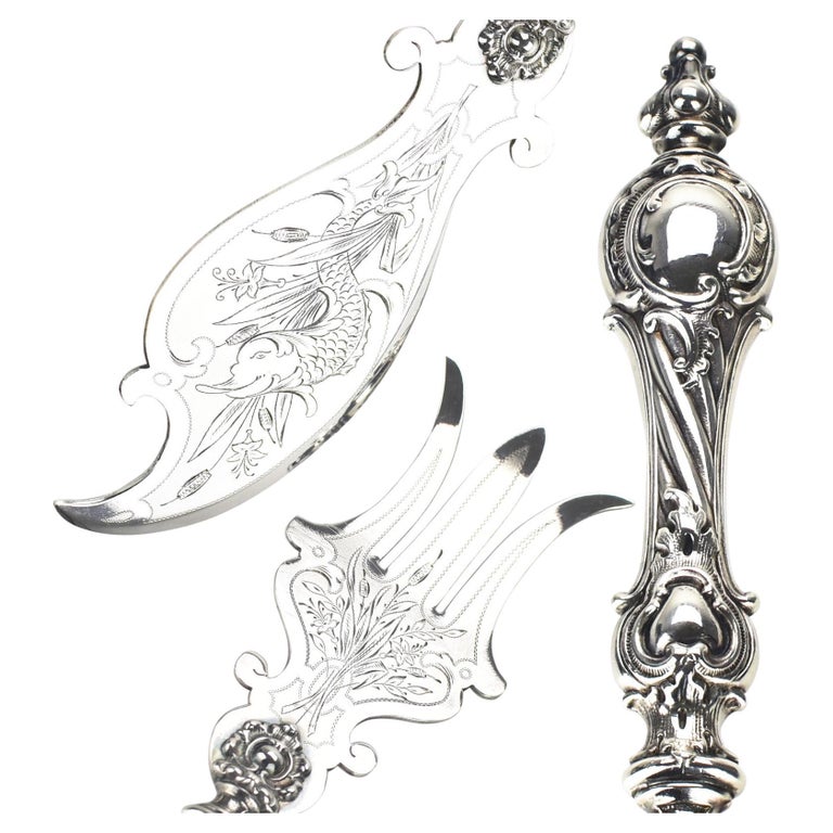Antique Fench Sterling Silver Rococo Revival Fish Serving Fork and