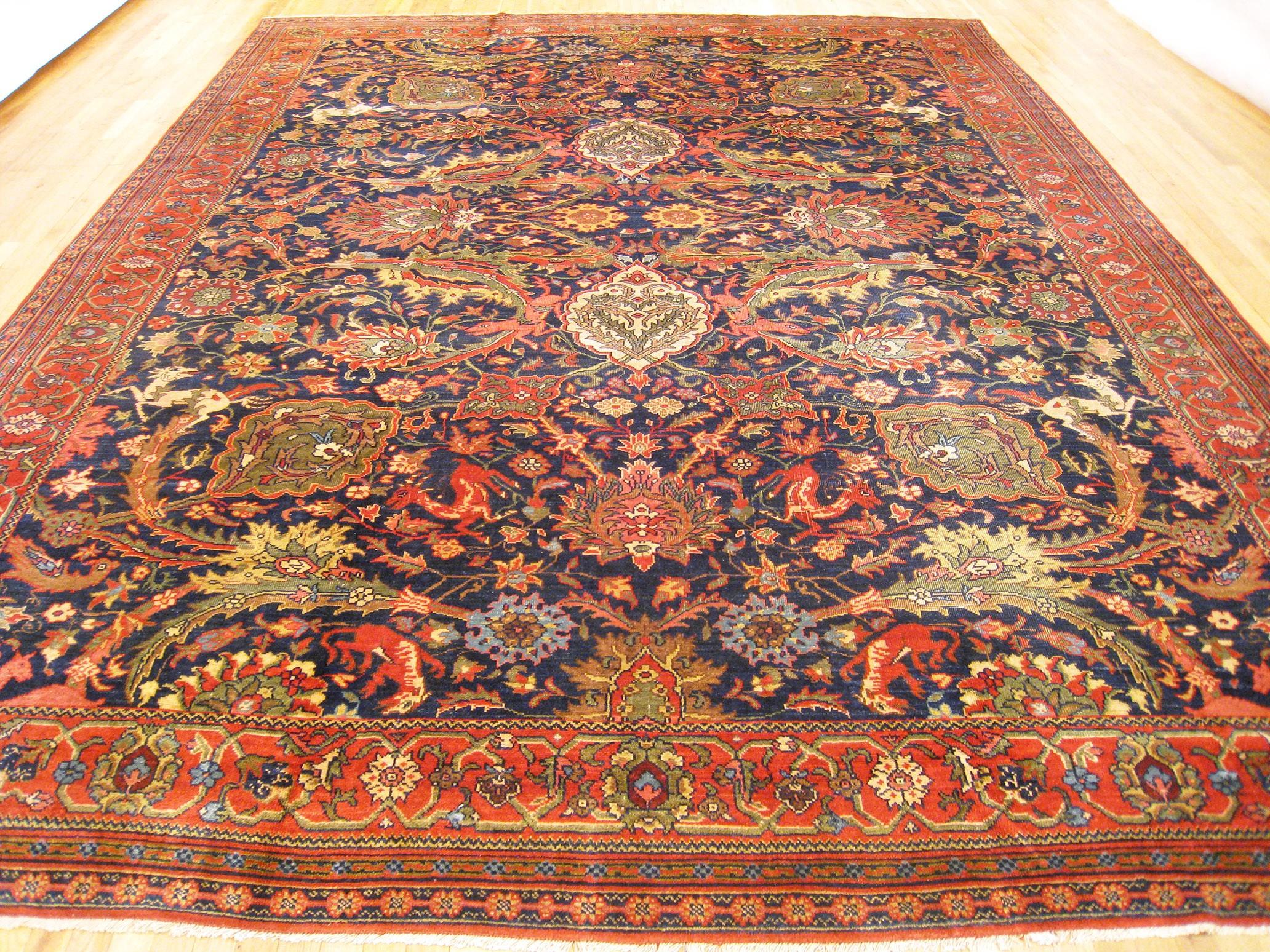 Persian Antique Ferahan Oriental Rug, in Room size, with Palmettes For Sale