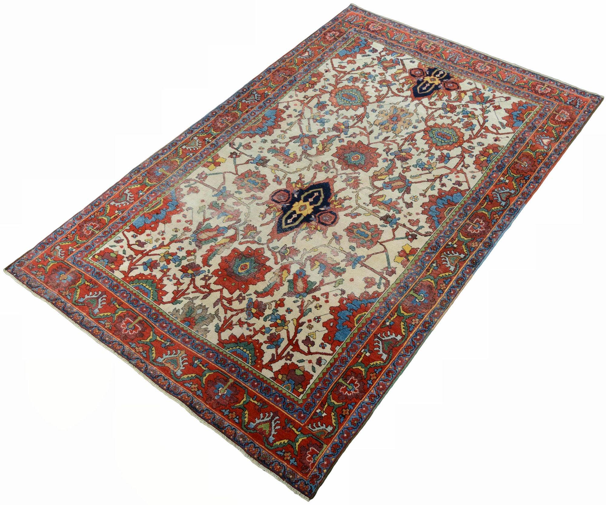 Antique Ferahan Rug 1.97m x 1.24m In Fair Condition For Sale In St. Albans, GB