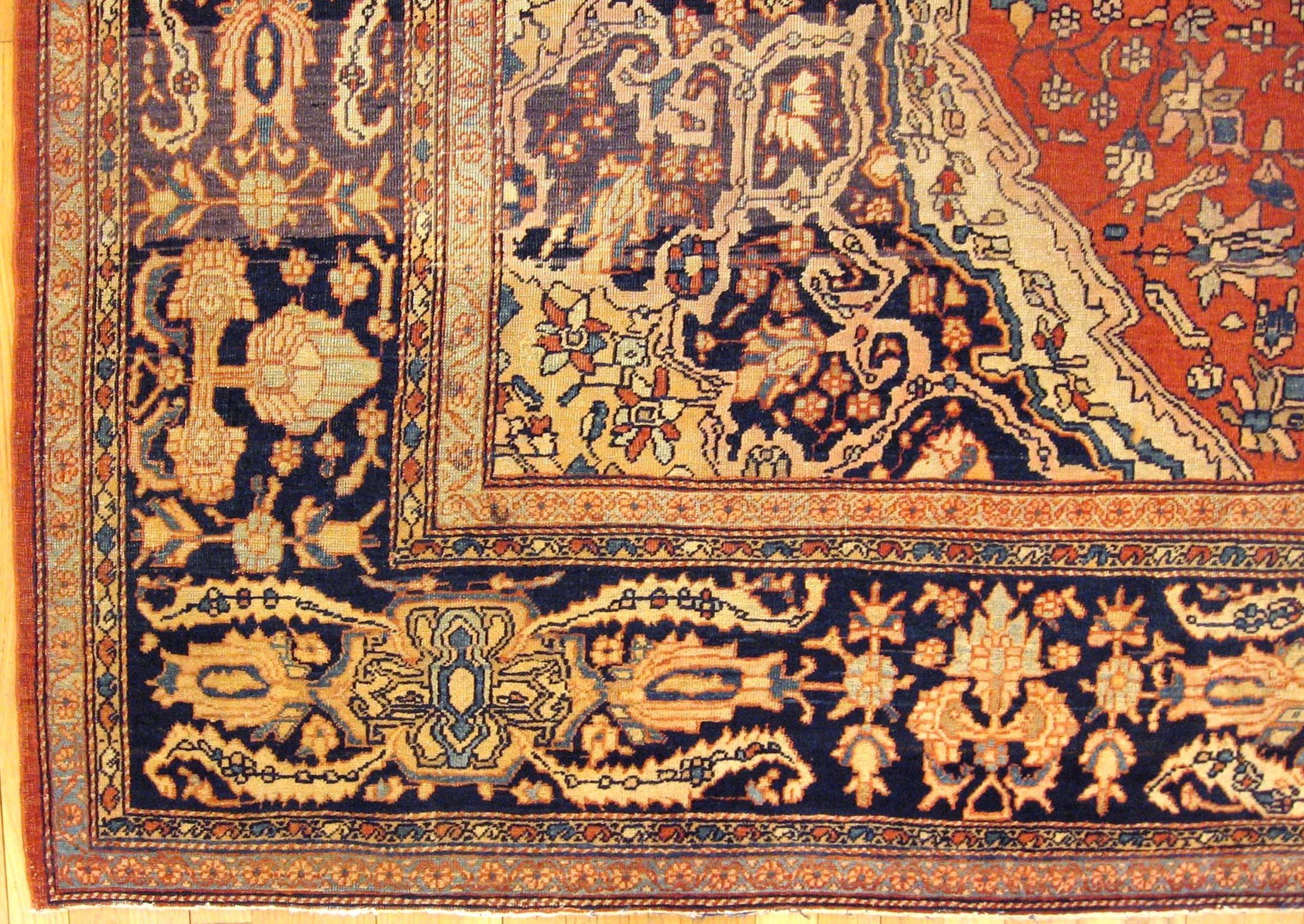 Persian Antique Ferahan Sarouk Oriental Rug, in Room size, with Central Medallion For Sale