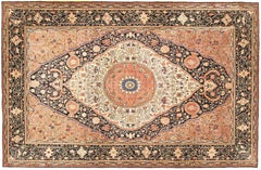 Antique Ferahan Sarouk Oriental Rug, in Room Size, with Central Medallion