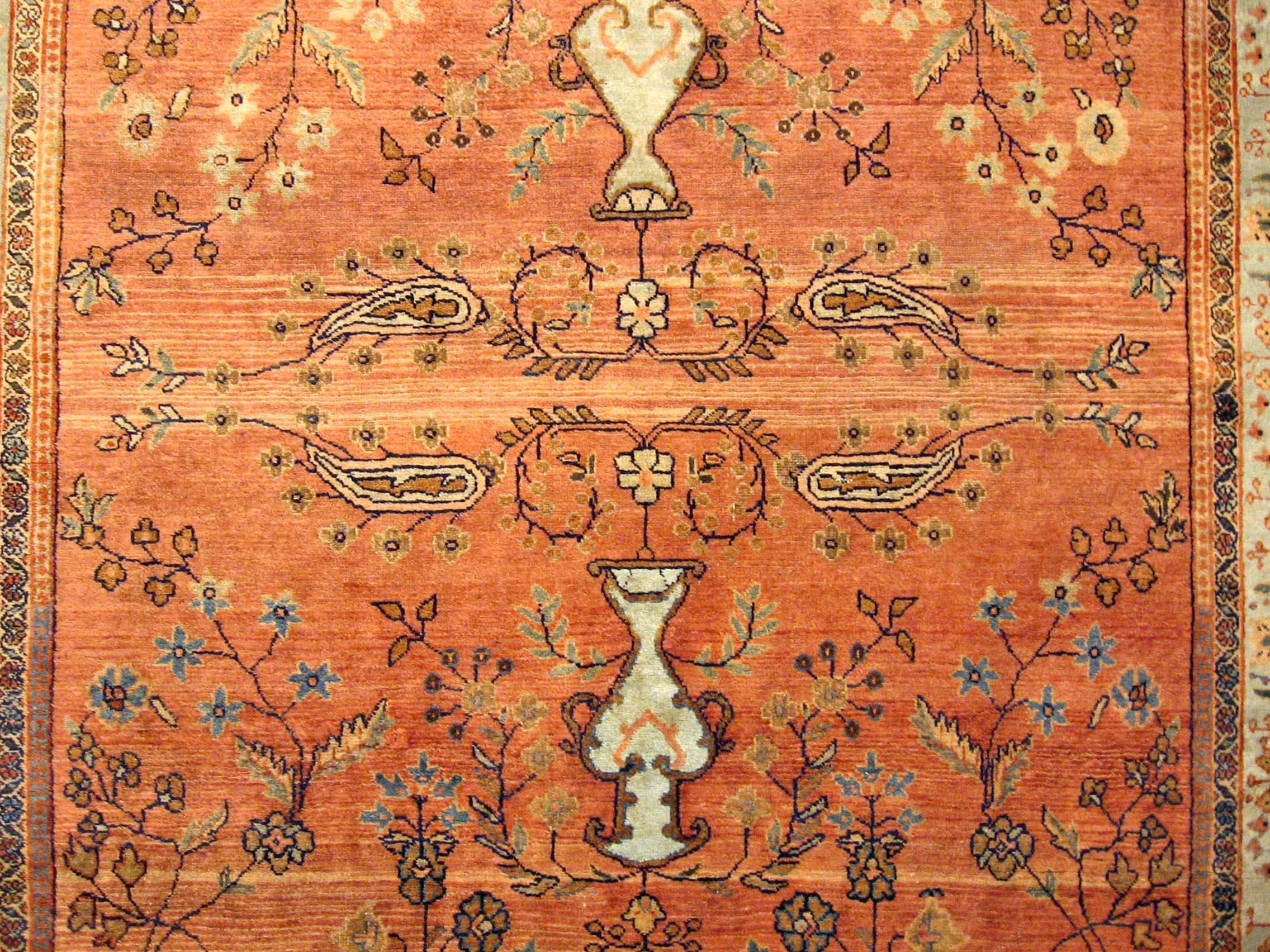 Hand-Knotted Antique Ferahan Sarouk Oriental Rug, in Room Size, with Floral Design For Sale